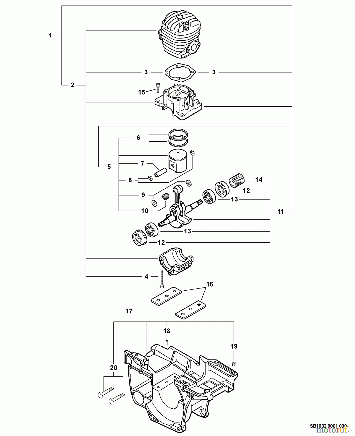 Echo Sägen, Kettensägen CS-440 - Echo Chainsaw, S/N: 08001001 - 08999999 Engine, Short Block -- SB1082, Engine Cover