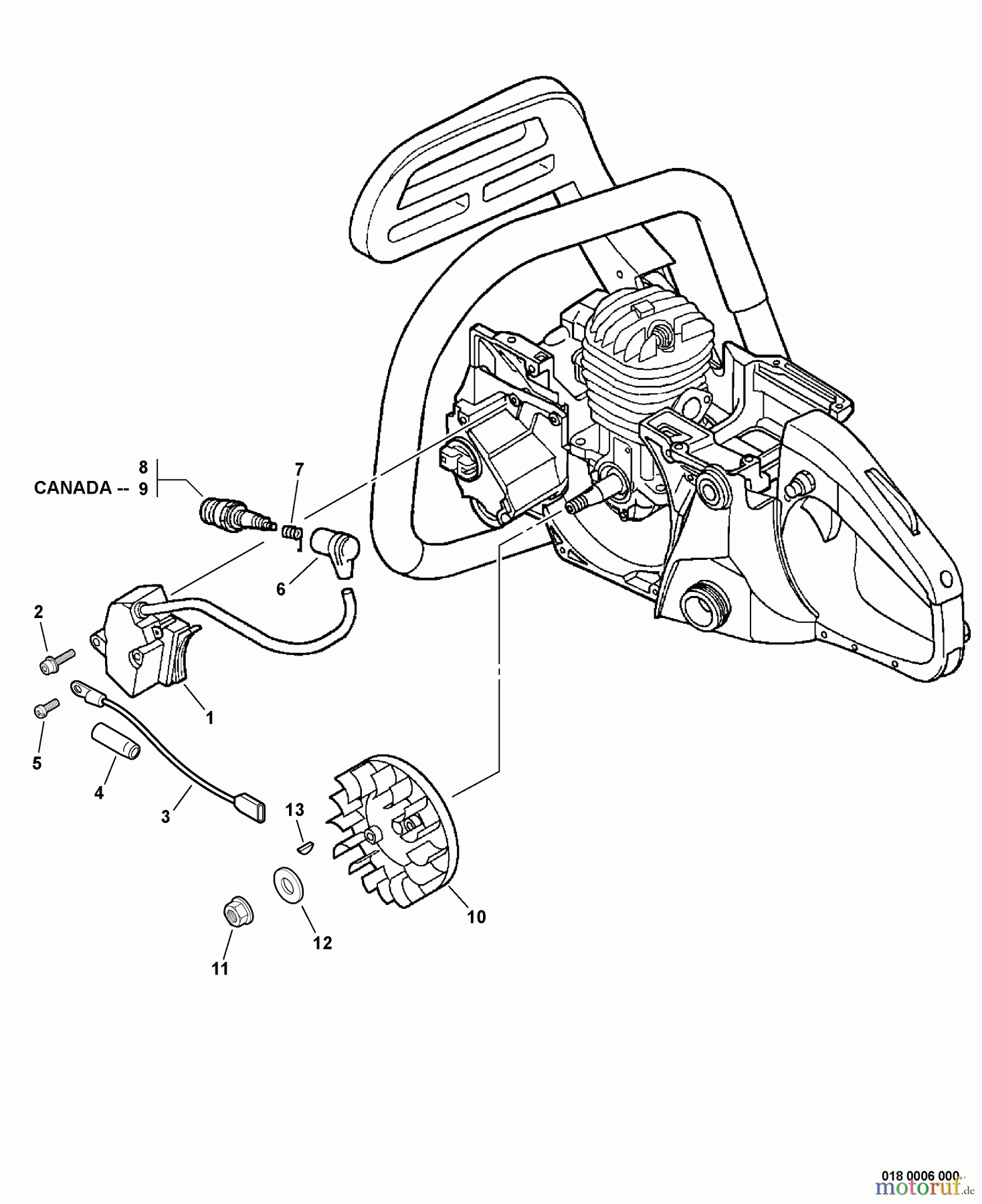 Echo Sägen, Kettensägen CS-440 - Echo Chainsaw, S/N: 08001001 - 08999999 Ignition