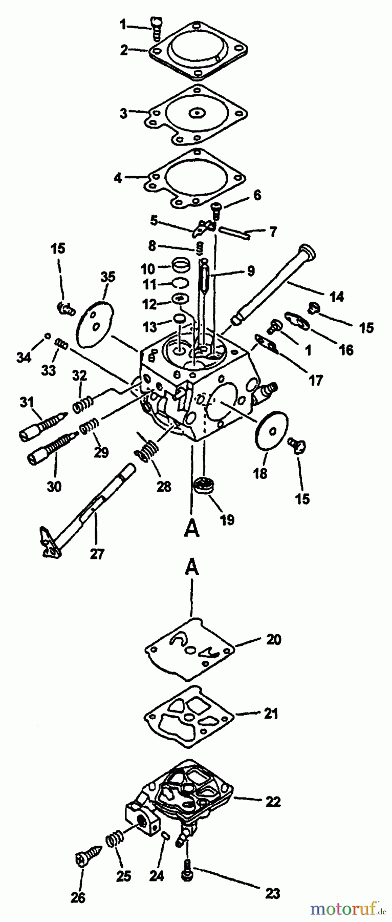 Echo Sägen, Kettensägen CS-4400 - Echo Chainsaw, S/N: 001001 - 101000 (Type 1) Carburetor