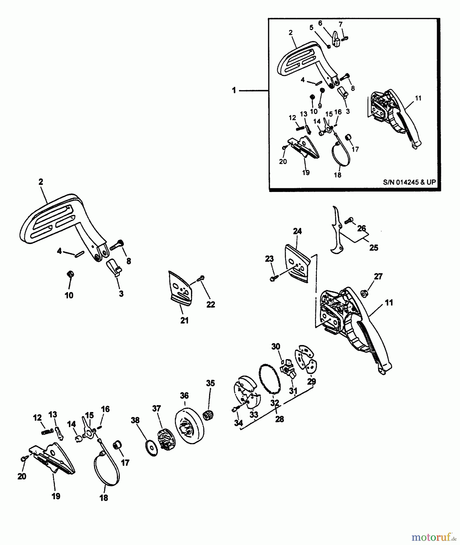 Echo Sägen, Kettensägen CS-4400 - Echo Chainsaw, S/N: 001001 - 101000 (Type 1) Chain Brake, Clutch
