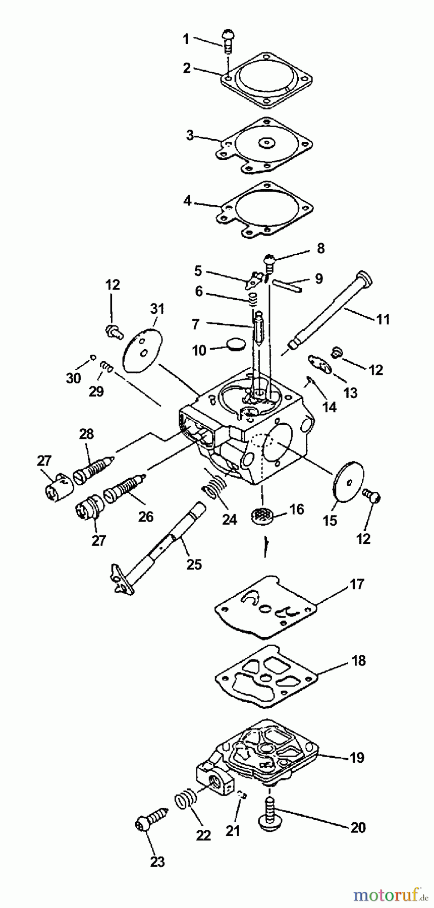 Echo Sägen, Kettensägen CS-4400 - Echo Chainsaw, S/N: 001001 - 101000 (Type 1E) Carburetor