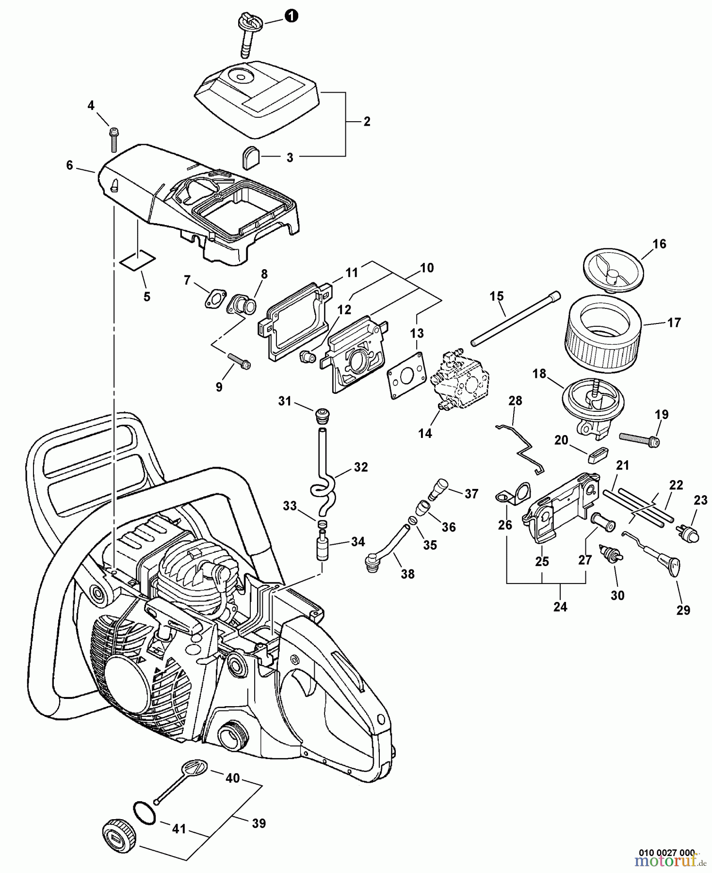 Echo Sägen, Kettensägen CS-450 - Echo Chainsaw, Intake, Cylinder Cover, Ignition Switch, Fuel System
