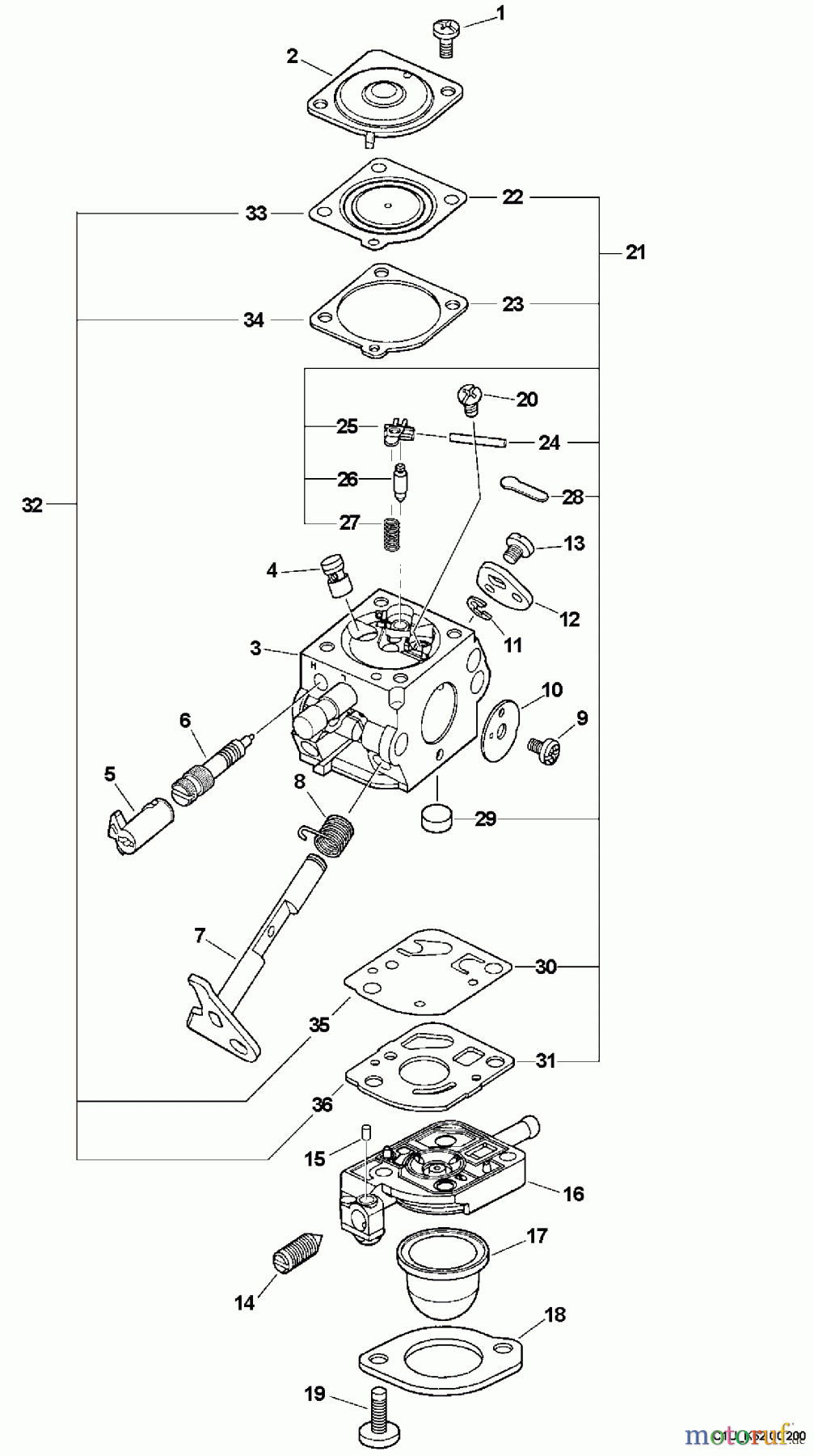Echo Bläser / Sauger / Häcksler / Mulchgeräte PB-201 - Echo Hand Held Blower, S/N: 02001001 - 02999999 Carburetor -- C1U-K62