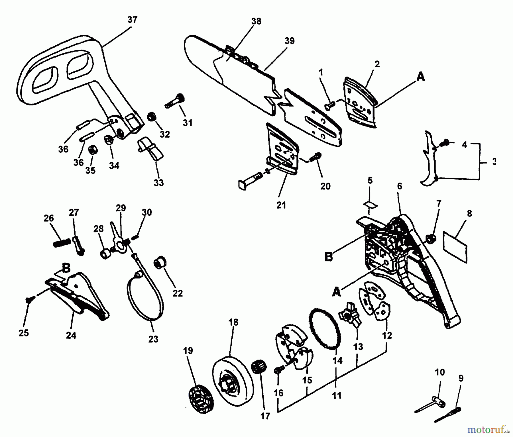  Echo Sägen, Kettensägen CS-5000 - Echo Chainsaw (Type 1E) Clutch, Cutting Attachment, Chain Brake