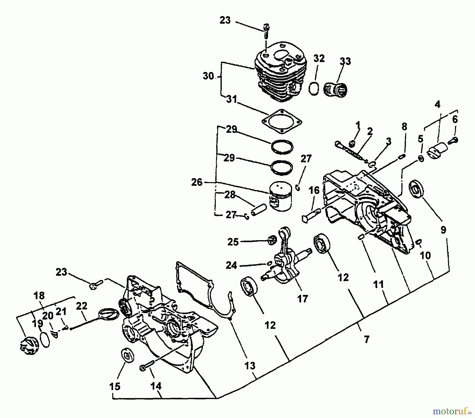 Echo Sägen, Kettensägen CS-5000 - Echo Chainsaw (Type 1E) Engine, Crankcase