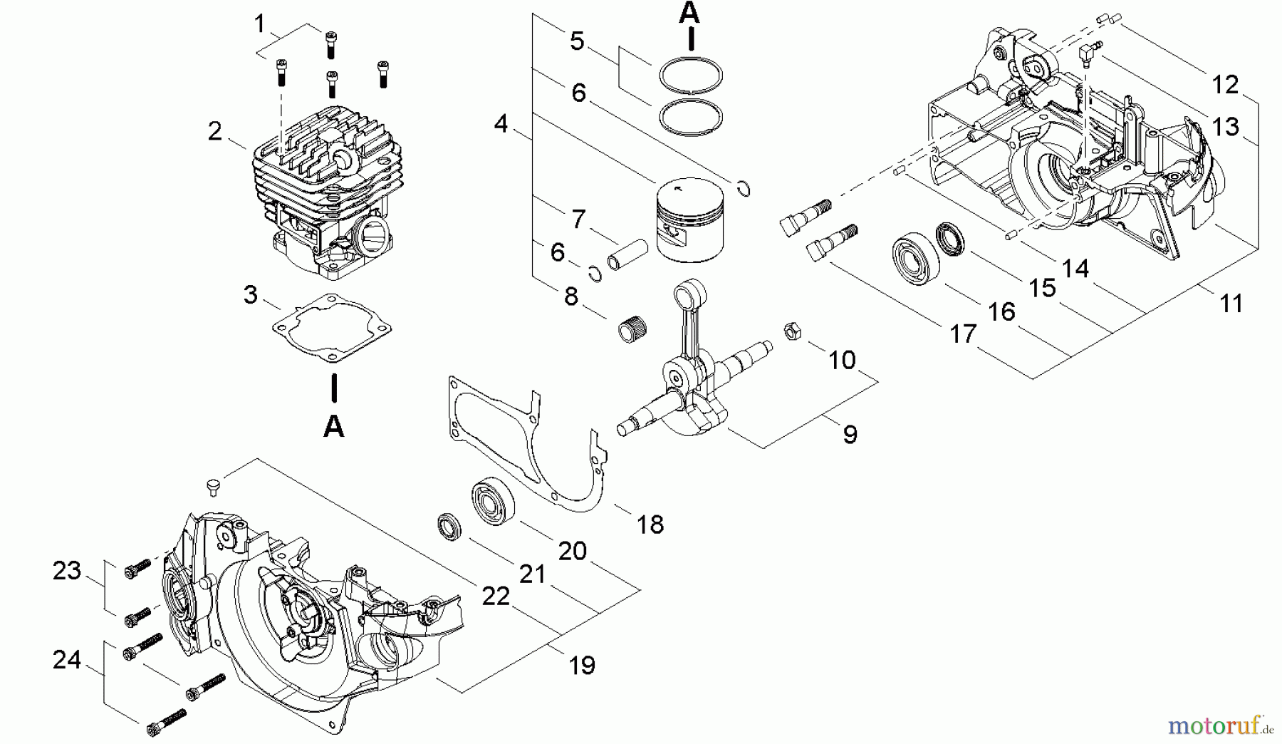  Echo Sägen, Kettensägen CS-500P - Echo Chainsaw, S/N: C19312001001 - C19312999999 Engine
