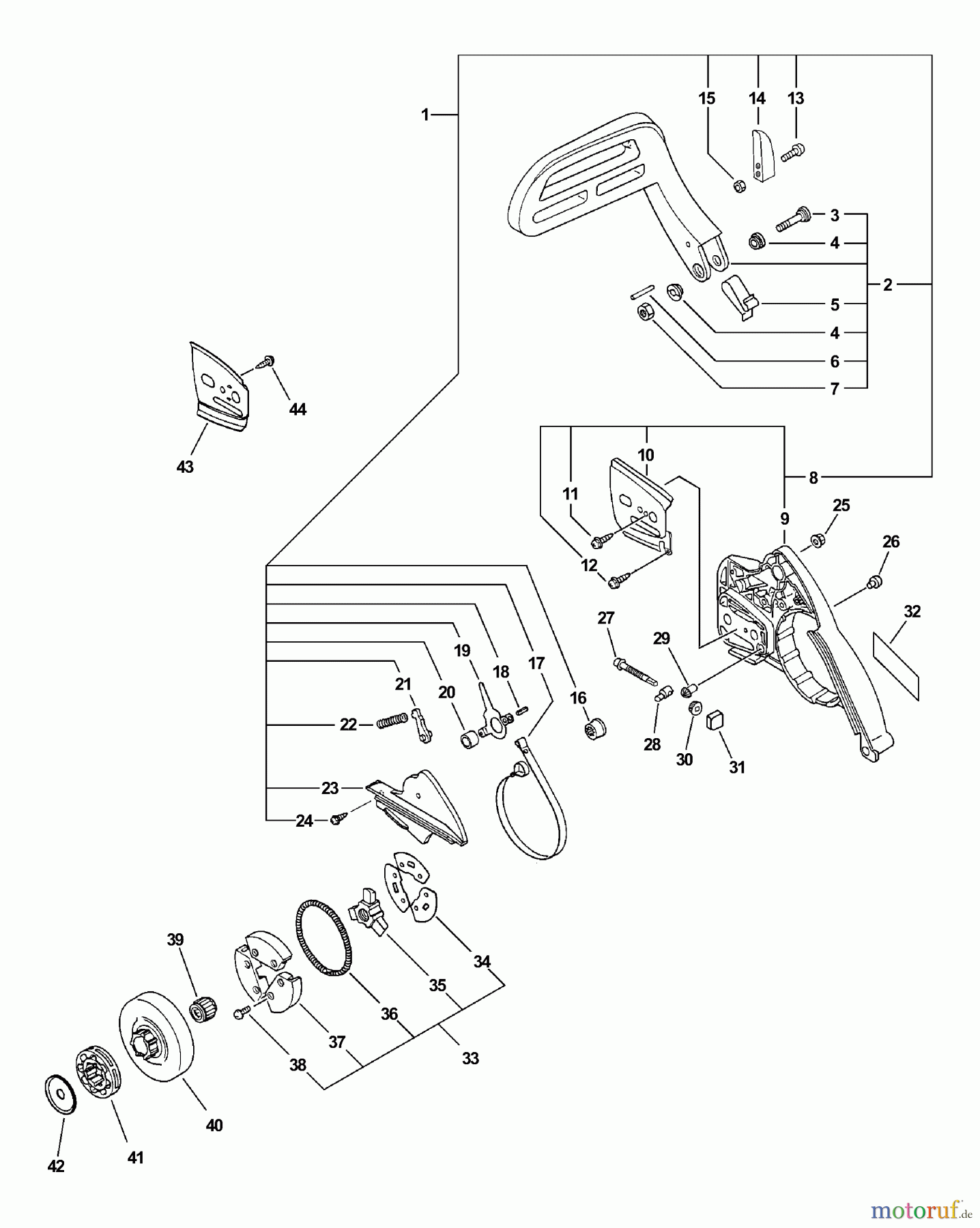  Echo Sägen, Kettensägen CS-510 - Echo Chainsaw, S/N: 03001001 - 03999999 Clutch, Chain Brake