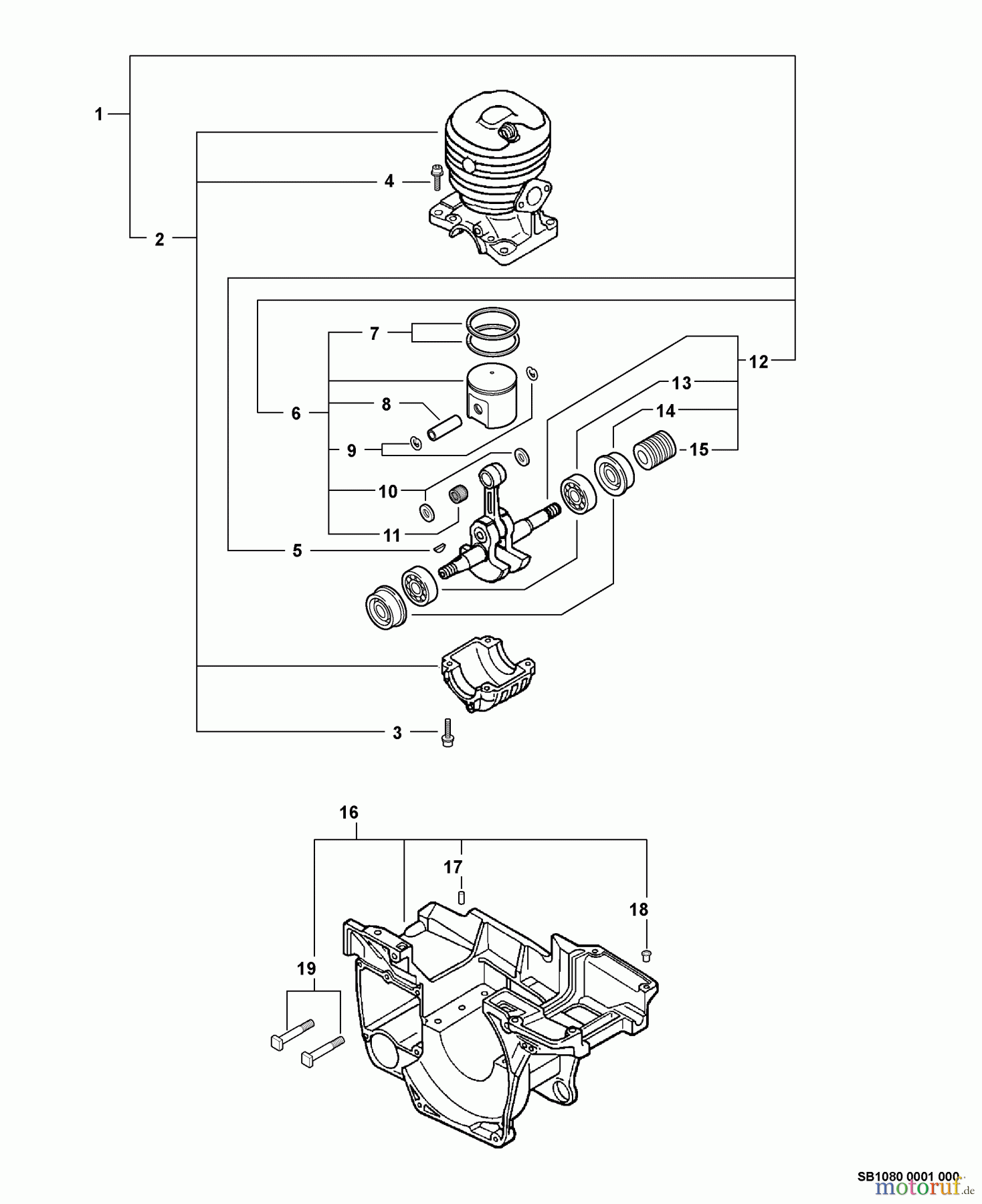 Echo Sägen, Kettensägen CS-520 - Echo Chainsaw, S/N: C09312001001 - C09312999999 Engine, Short Block -- SB1080, Engine Cover