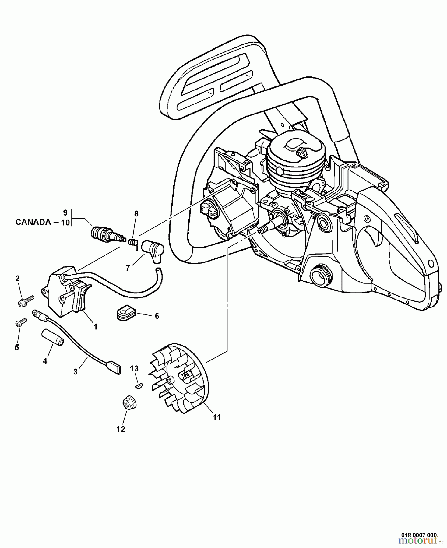 Echo Sägen, Kettensägen CS-520 - Echo Chainsaw, S/N: C09312001001 - C09312999999 Ignition