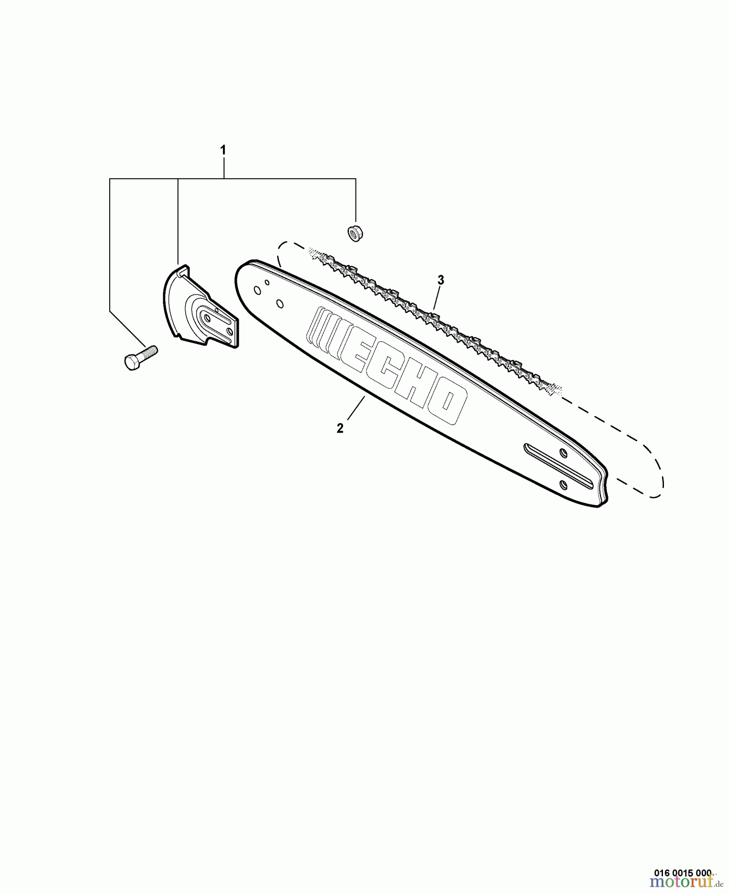  Echo Sägen, Kettensägen CS-530 - Echo Chainsaw, S/N: C02904001001 - C02904999999 Standard Guide Bar, Saw Chain, Kick Guard