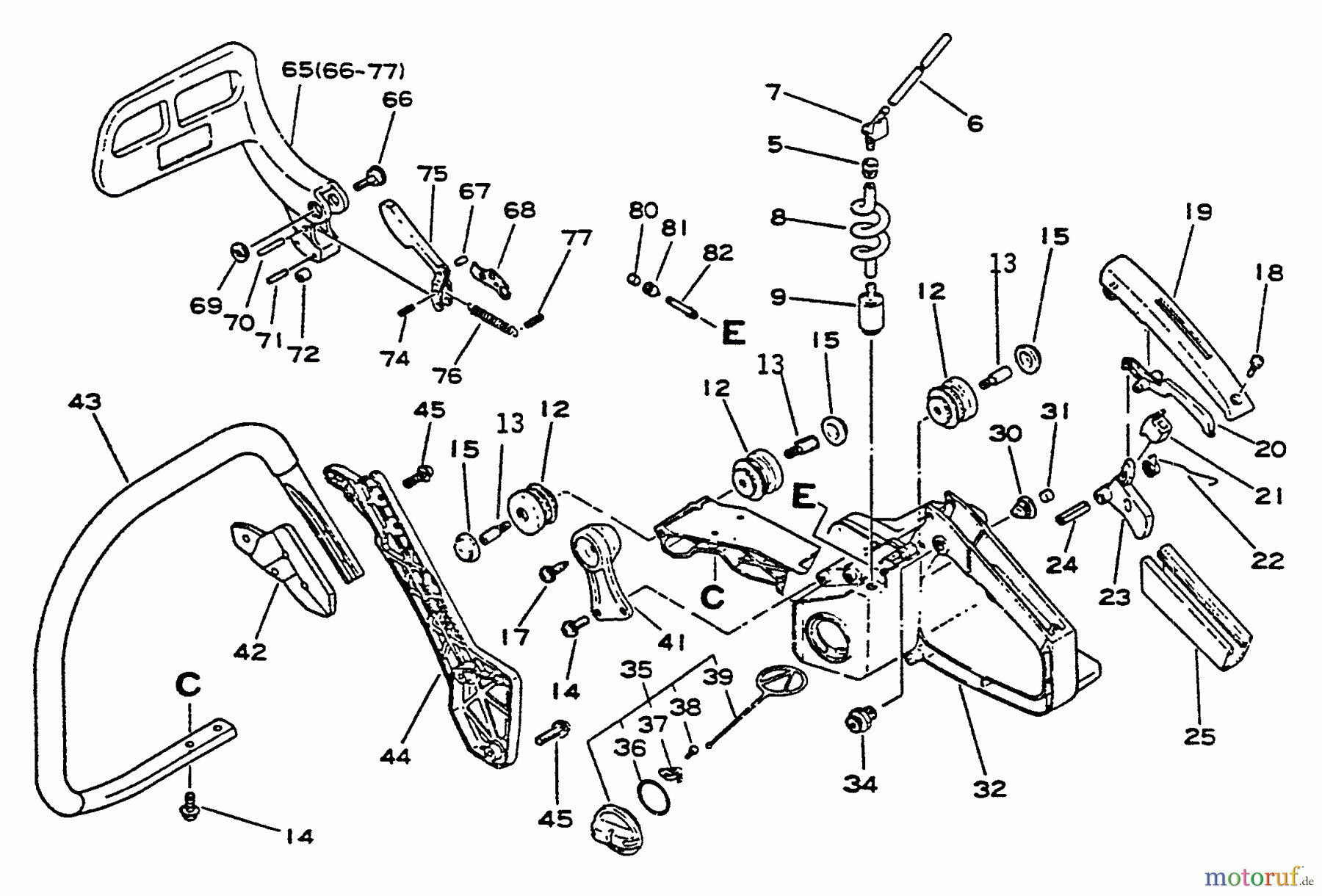 Echo Sägen, Kettensägen CS-5500 - Echo Chainsaw, S/N: 001001 - 020976 Handles, Fuel System