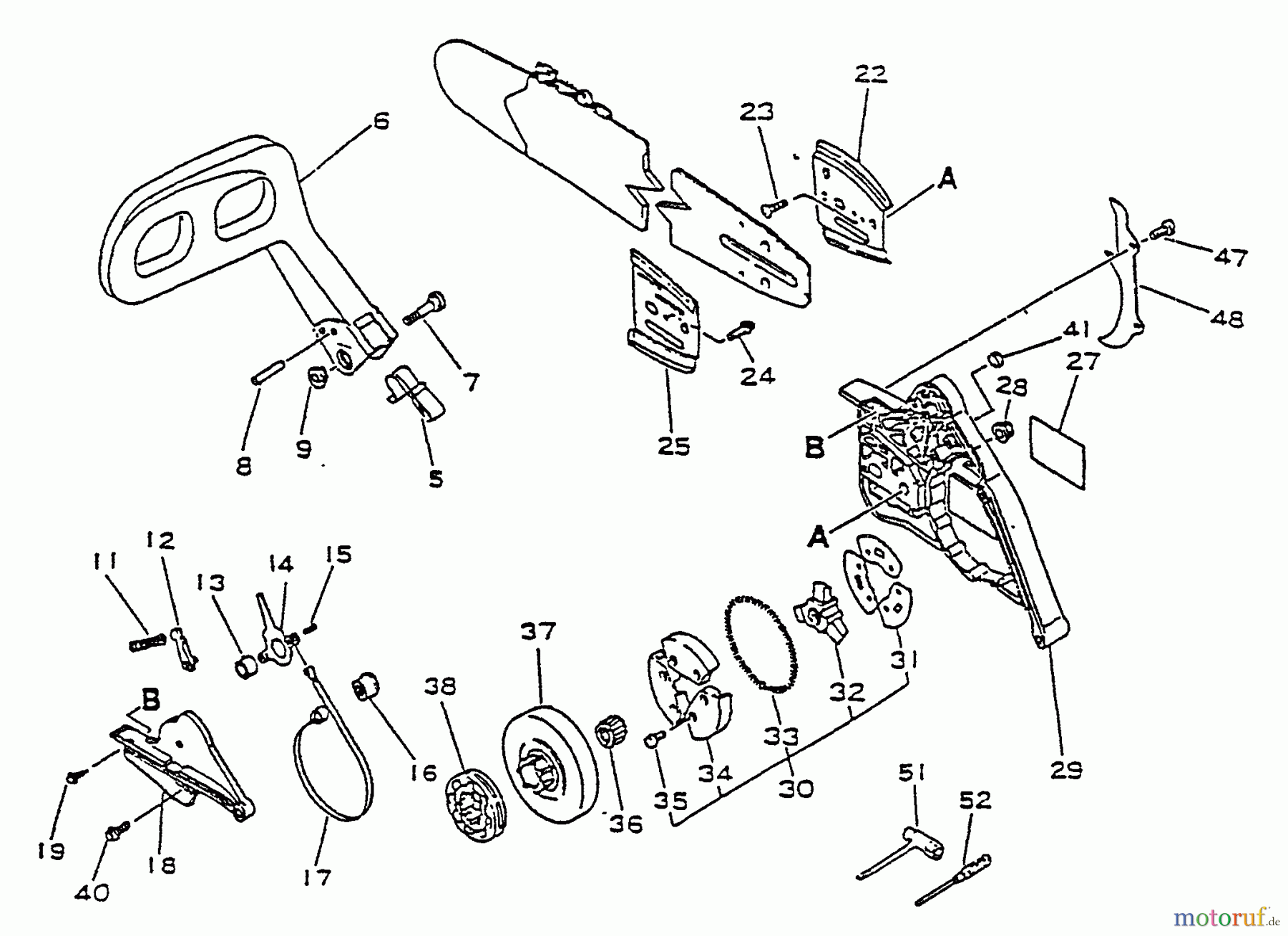 Echo Sägen, Kettensägen CS-5500 - Echo Chainsaw, S/N: 020977 - 999999 Clutch, Cutting Attch, Chain Brake