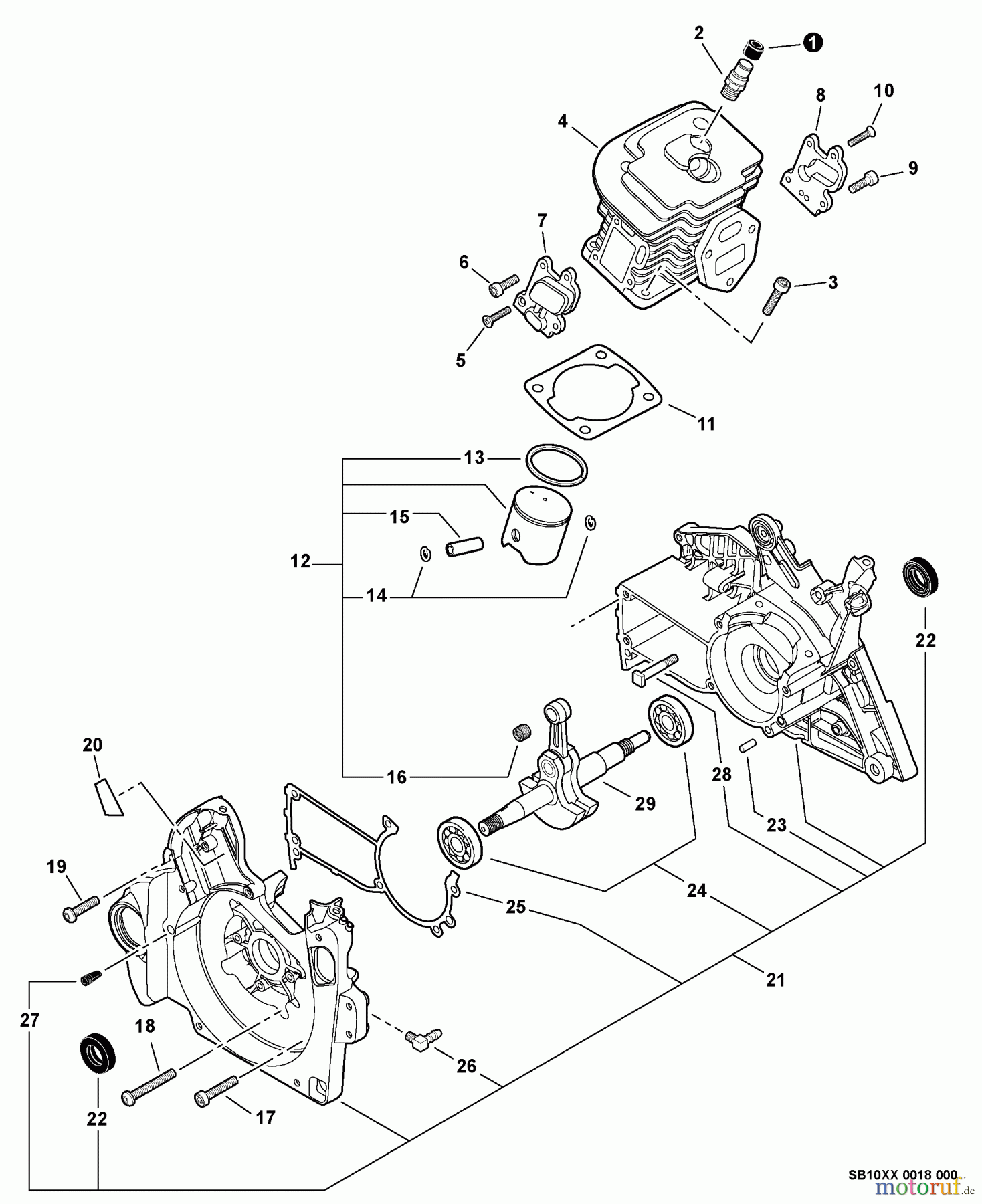  Echo Sägen, Kettensägen CS-550P - Echo Chainsaw, S/N: C10712001001 - C10712999999 Engine, Crankcase
