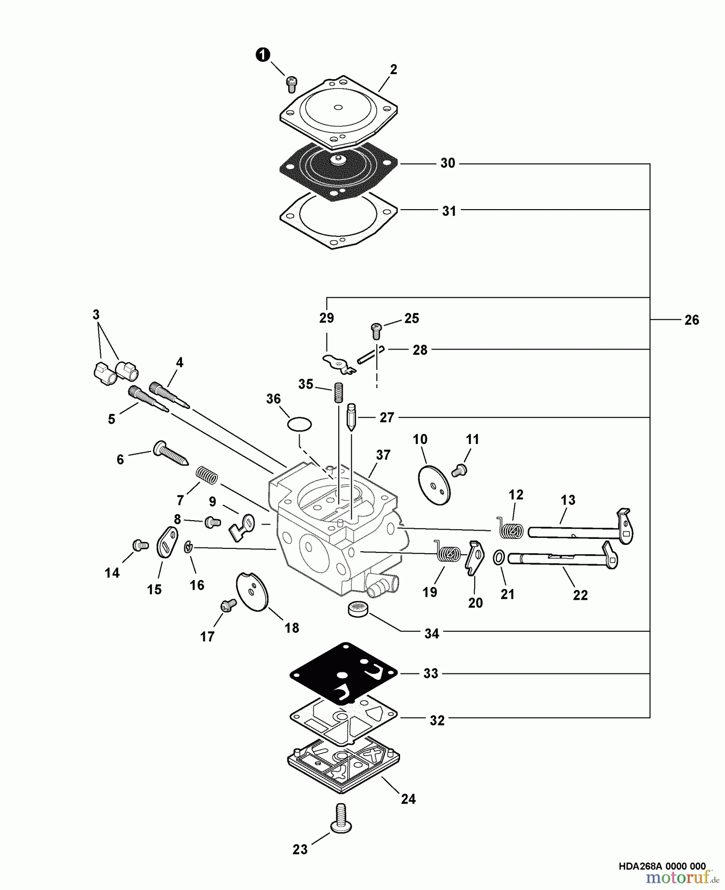 Echo Sägen, Kettensägen CS-590 - Echo Chainsaw, Carburetor -- HDA-268A