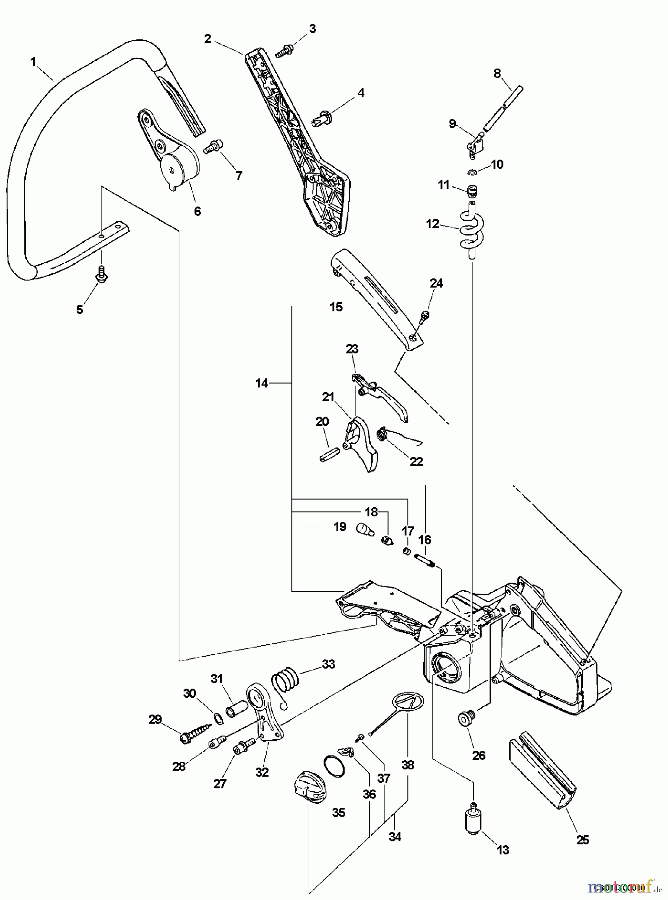  Echo Sägen, Kettensägen CS-670 - Echo Chainsaw, S/N: 04001001 - 04999999 Handle, Trigger