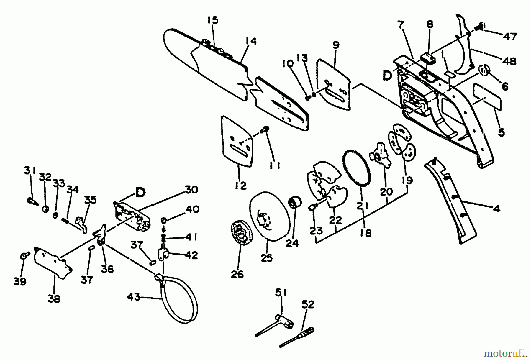 Echo Sägen, Kettensägen CS-6700 - Echo Chainsaw, S/N: 001001 - 023377 Clutch, Cutting Attch, Chain Brake