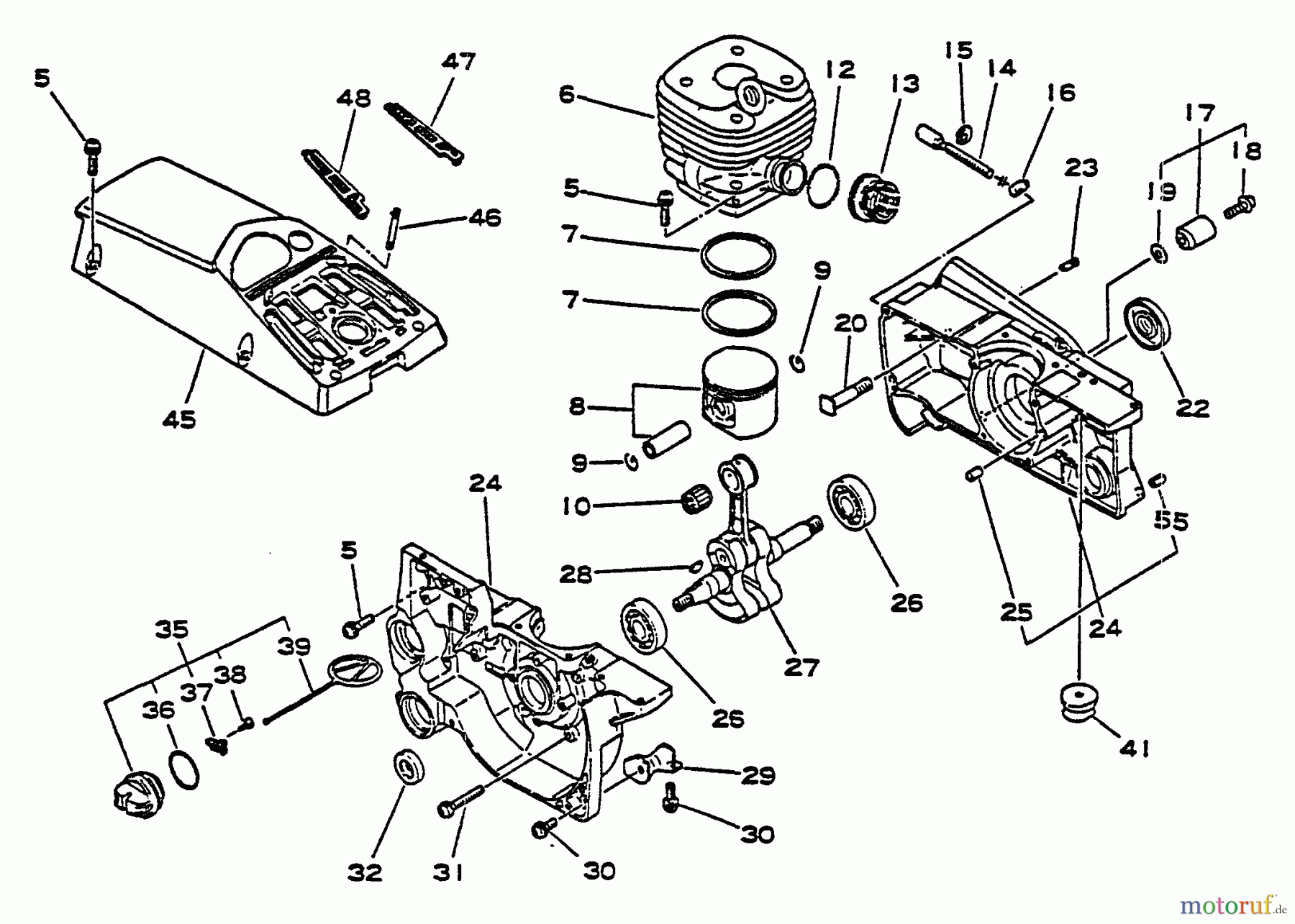 Echo Sägen, Kettensägen CS-6700 - Echo Chainsaw, S/N: 001001 - 023377 Engine, Crankcase