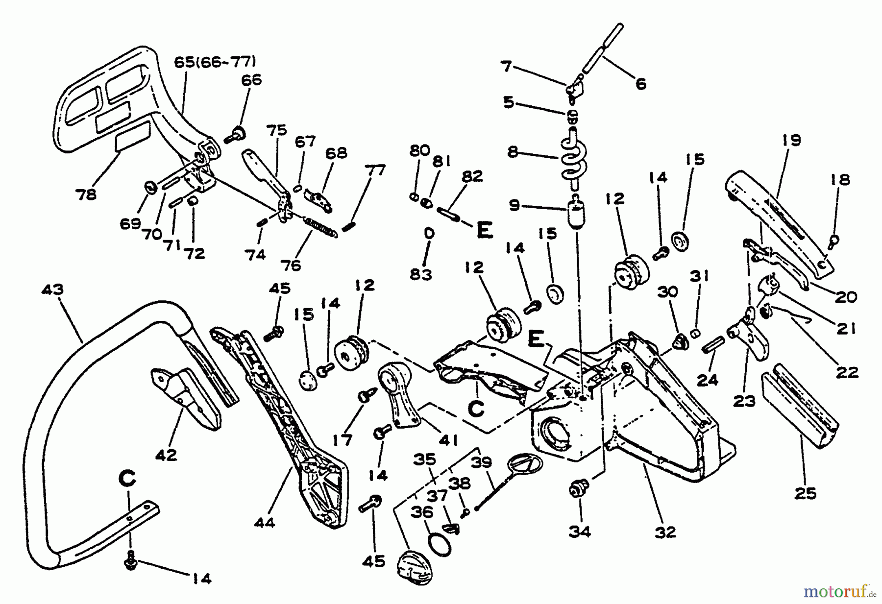 Echo Sägen, Kettensägen CS-6700 - Echo Chainsaw, S/N: 001001 - 023377 Handles, Fuel System