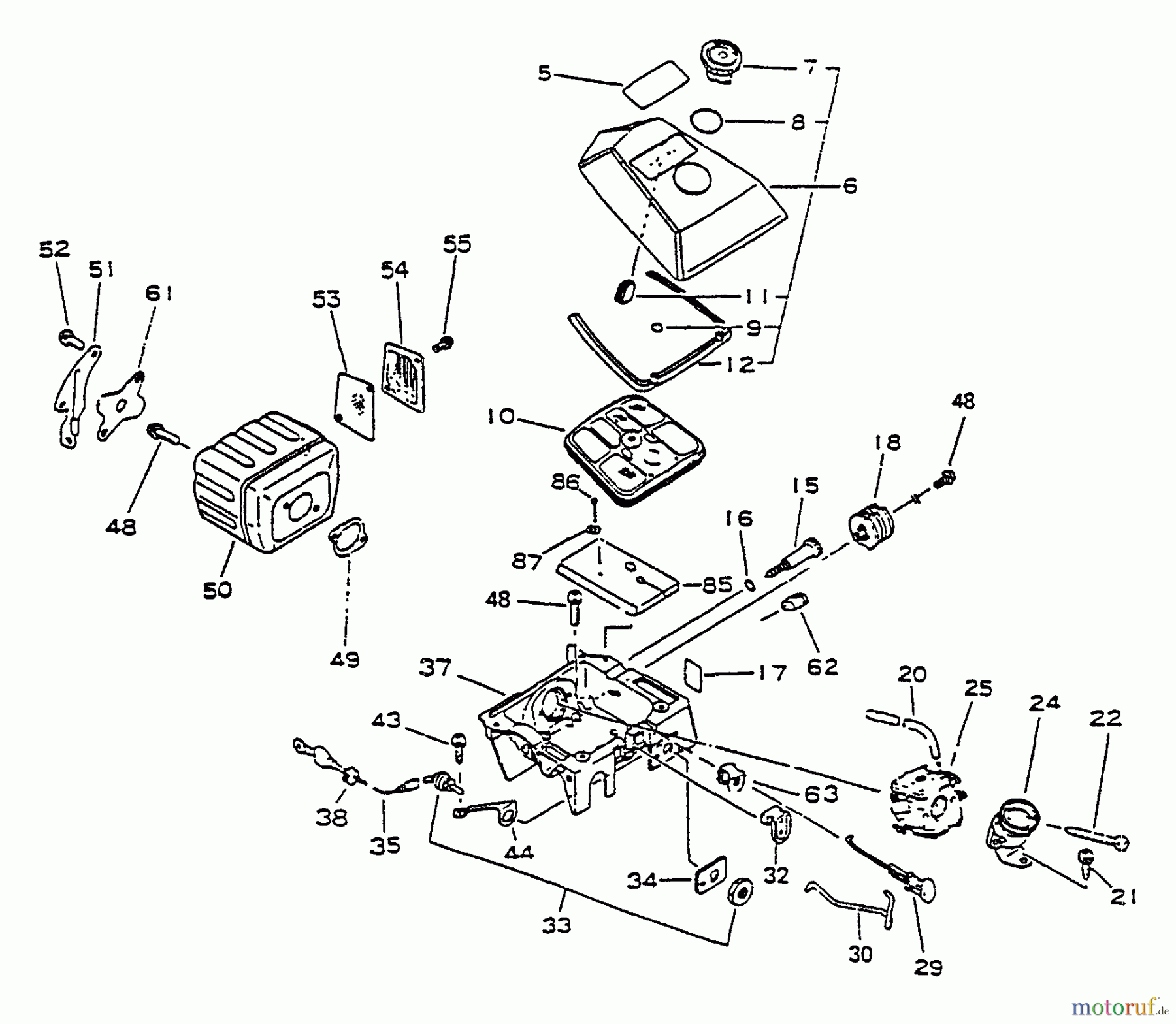 Echo Sägen, Kettensägen CS-6700 - Echo Chainsaw, S/N: 023378 - 031240 Intake, Exhaust, Air Cleaner