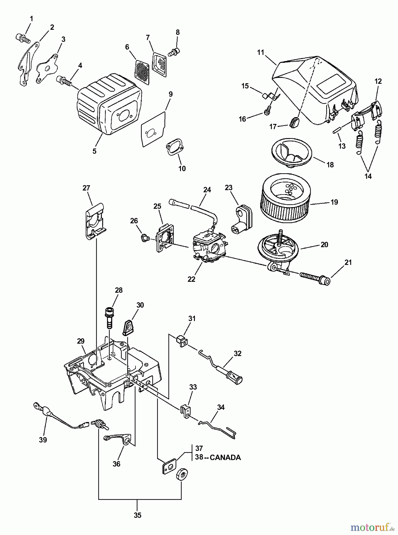 Echo Sägen, Kettensägen CS-680 - Echo Chainsaw, S/N: C03203001001 - C03203999999 Intake, Exhaust