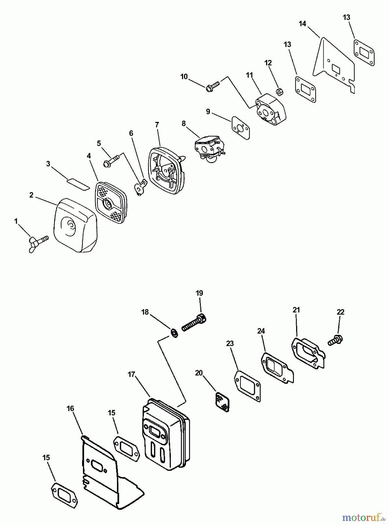 Echo Bläser / Sauger / Häcksler / Mulchgeräte PB-2100 - Echo Hand Held Blower (Type 1E) Intake, Exhaust