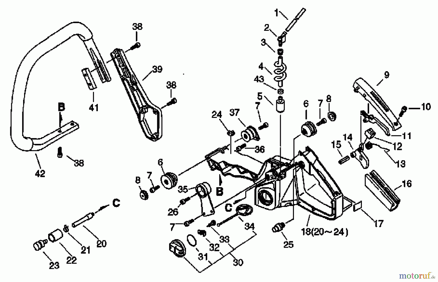 Echo Sägen, Kettensägen CS-8002 - Echo Chainsaw, Handle