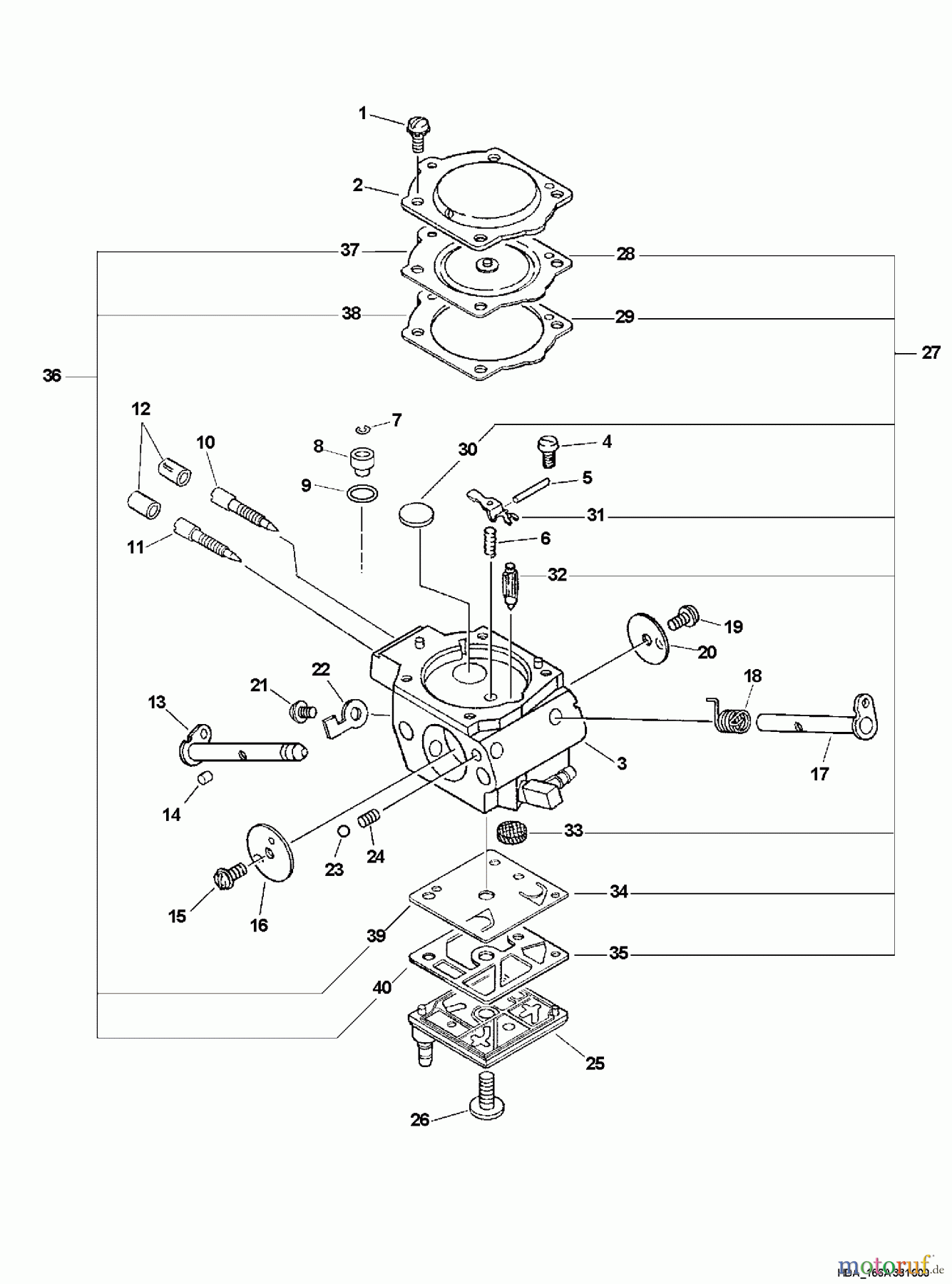Echo Trennsägen CSG-670 - Echo Cut-Off Saw, S/N: 001001 - 999999 (Type 1E) Carburetor -- HDA-166A