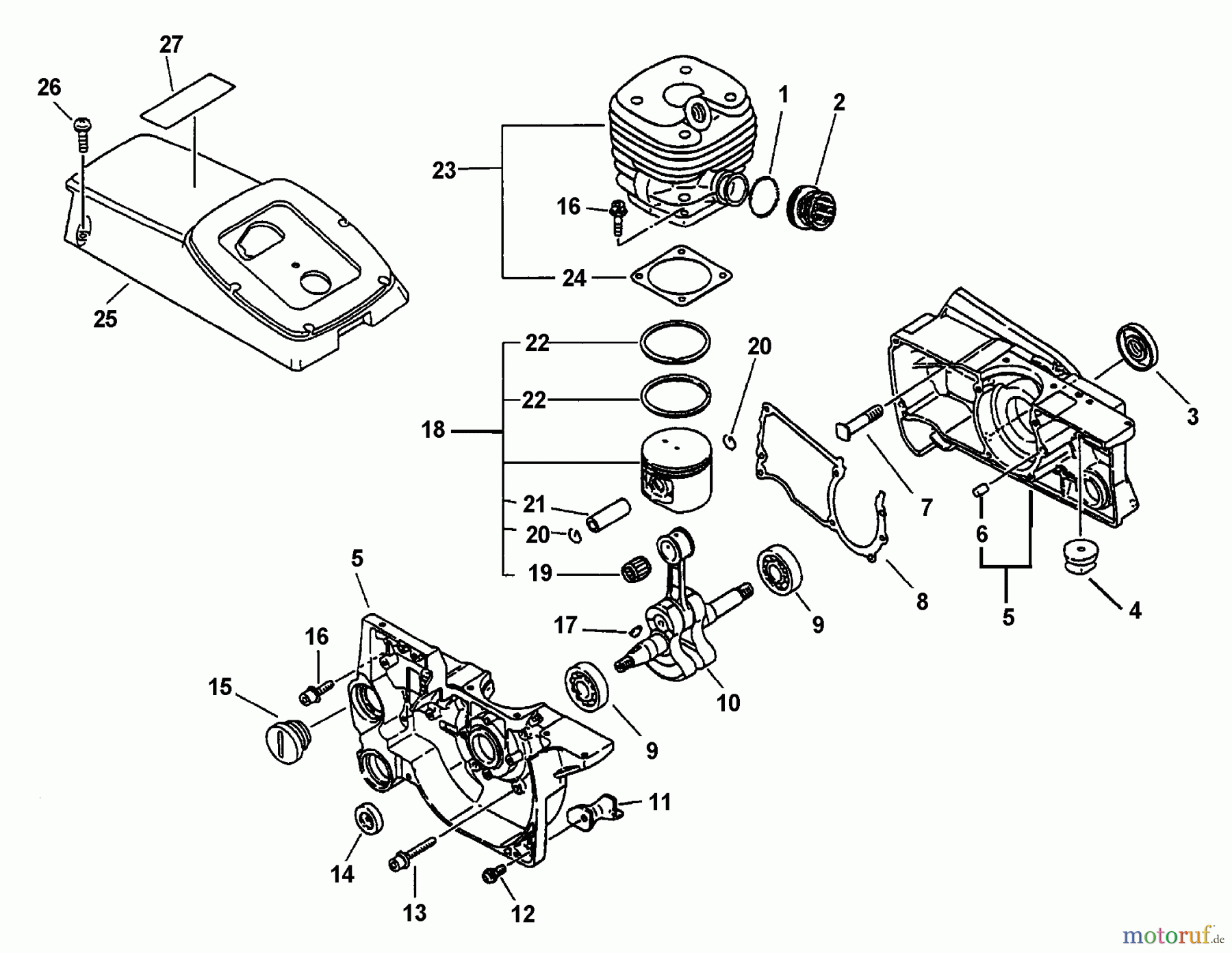 Echo Trennsägen CSG-6700 - Echo Cut-Off Saw (Type 1E) Engine, Crankcase, Cylinder, Piston