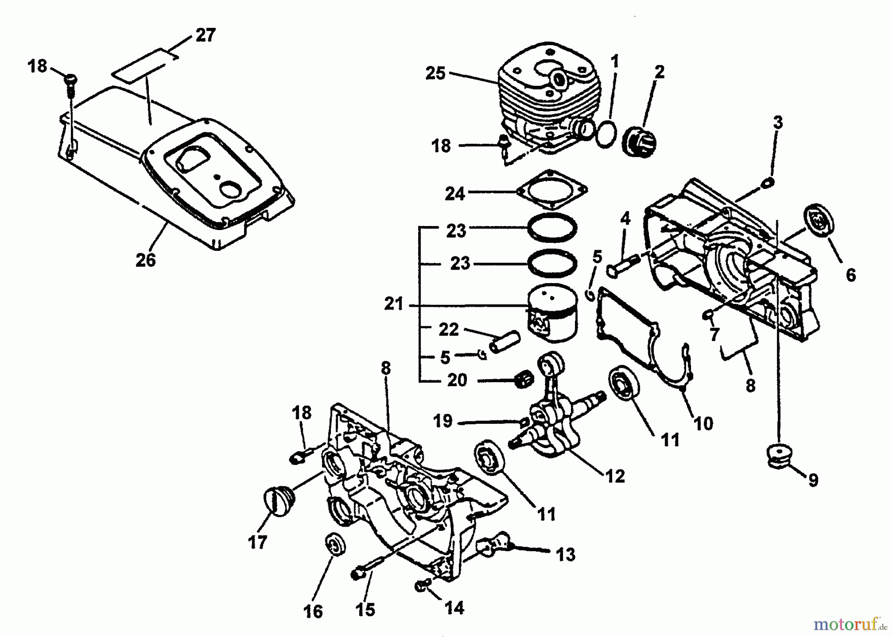  Echo Trennsägen CSG-6700 - Echo Cut-Off Saw, S/N: 001001 - 002600 Engine, Crankcase