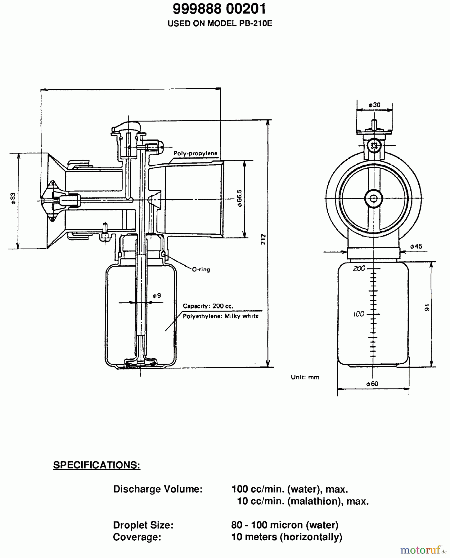 Echo Bläser / Sauger / Häcksler / Mulchgeräte PB-210E - Echo Hand Held Blower (Type 1) Ultra Low Volume Mister Attachment