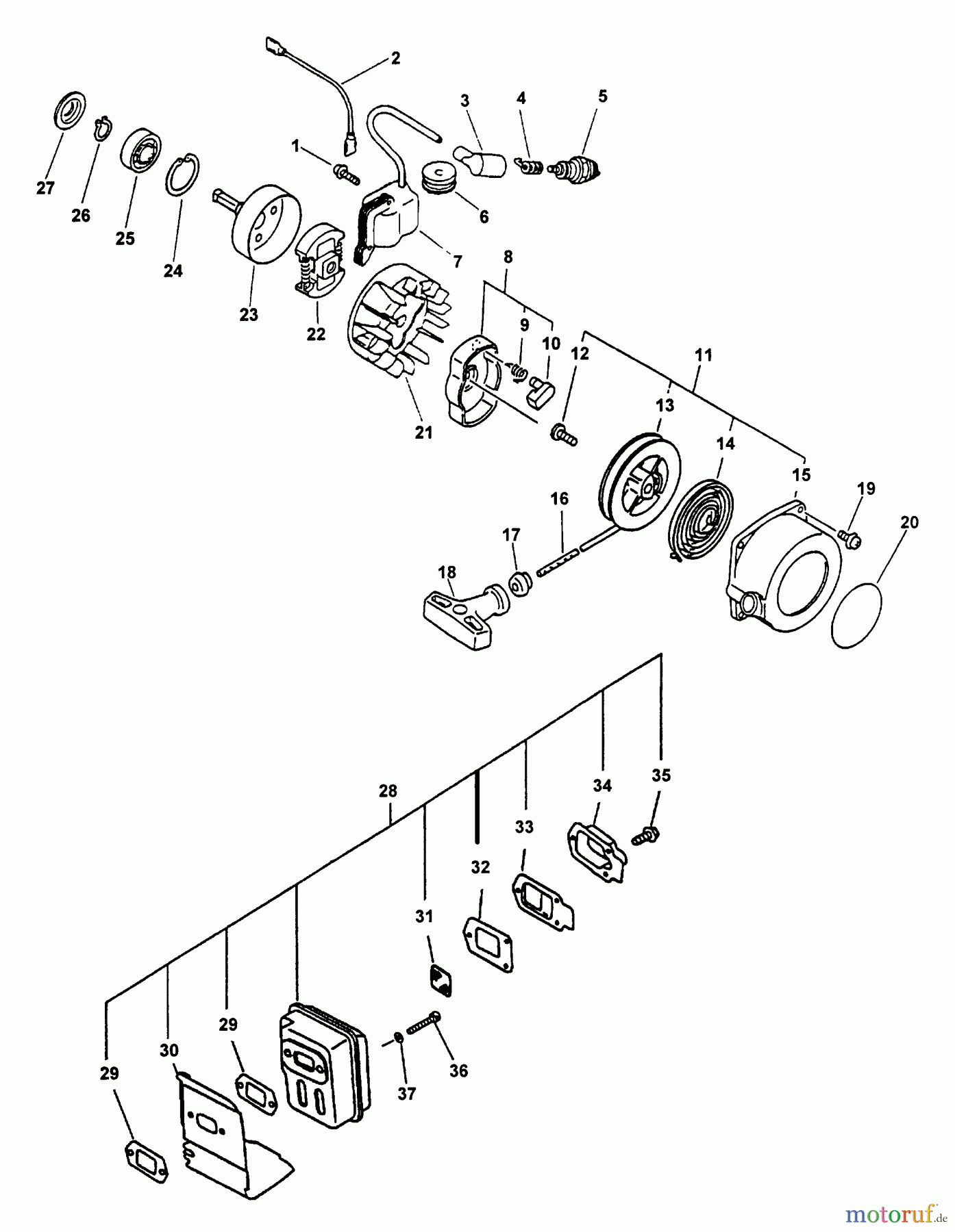 Echo Hochentaster PP-1200 - Echo Pole Saw / Pruner (Type 1) Ignition, Starter, Clutch, Muffler