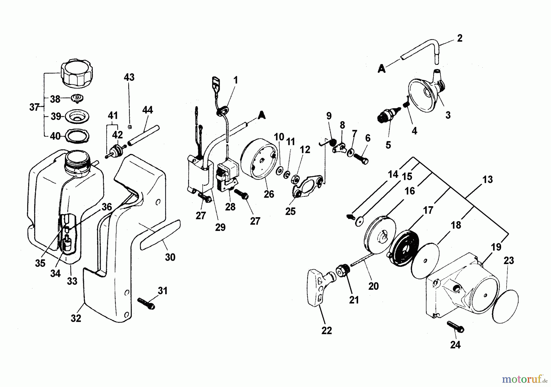 Echo Bläser / Sauger / Häcksler / Mulchgeräte PB-210E - Echo Hand Held Blower (Type 1E) Fuel System, Ignition, Starter
