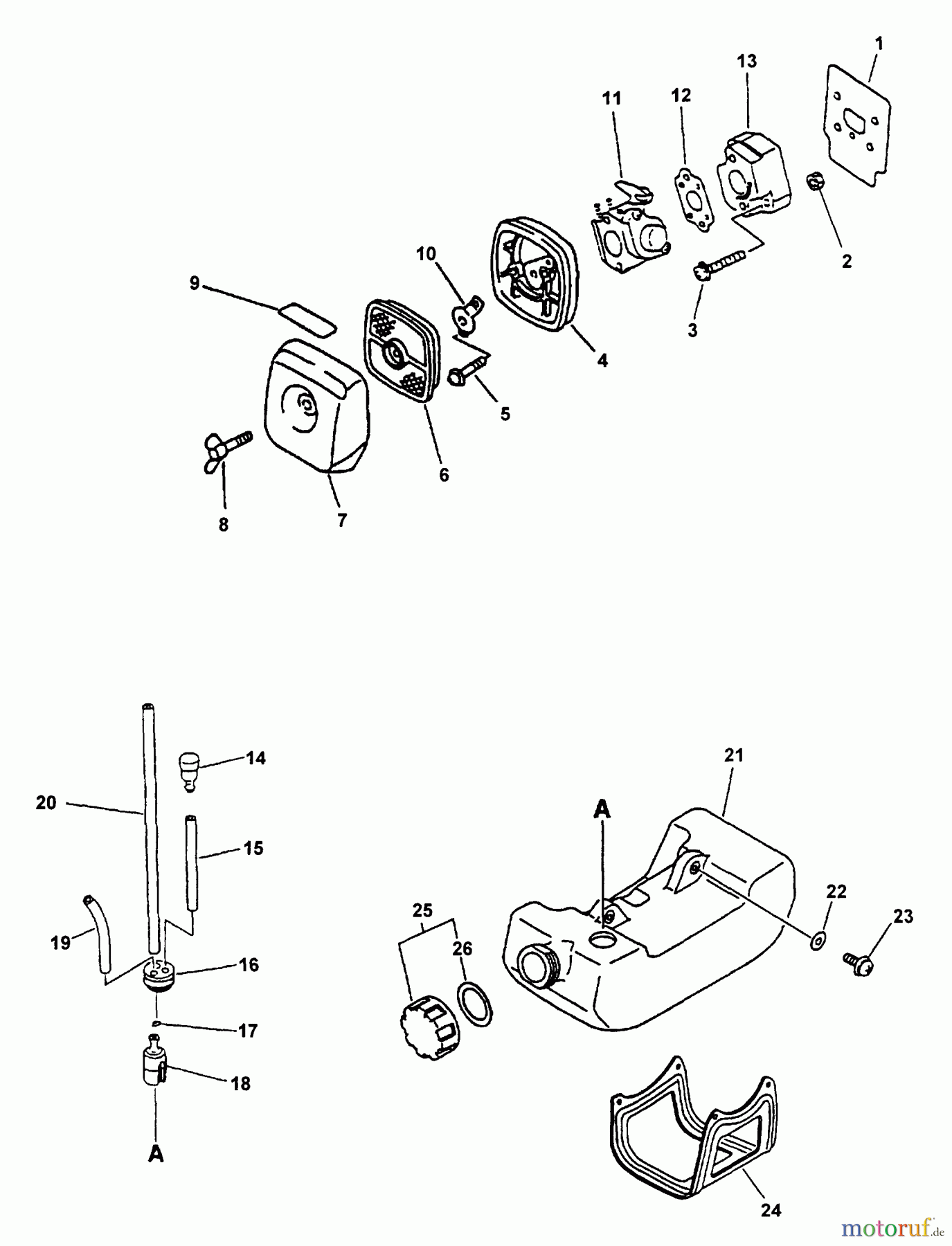  Echo Hochentaster PP-1260 - Echo Pole Saw / Pruner (Type 1) Intake, Air Filter, Fuel System