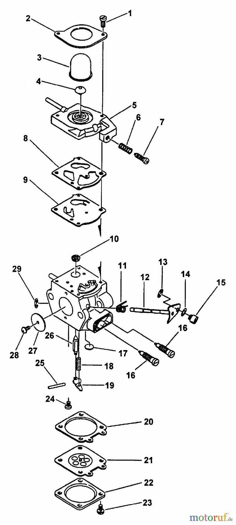 Echo Hochentaster PP-1400 - Echo Pole Saw / Pruner (Type 1) Carburetor S/N: 007864_Up, S/N: 001001_Up T1E