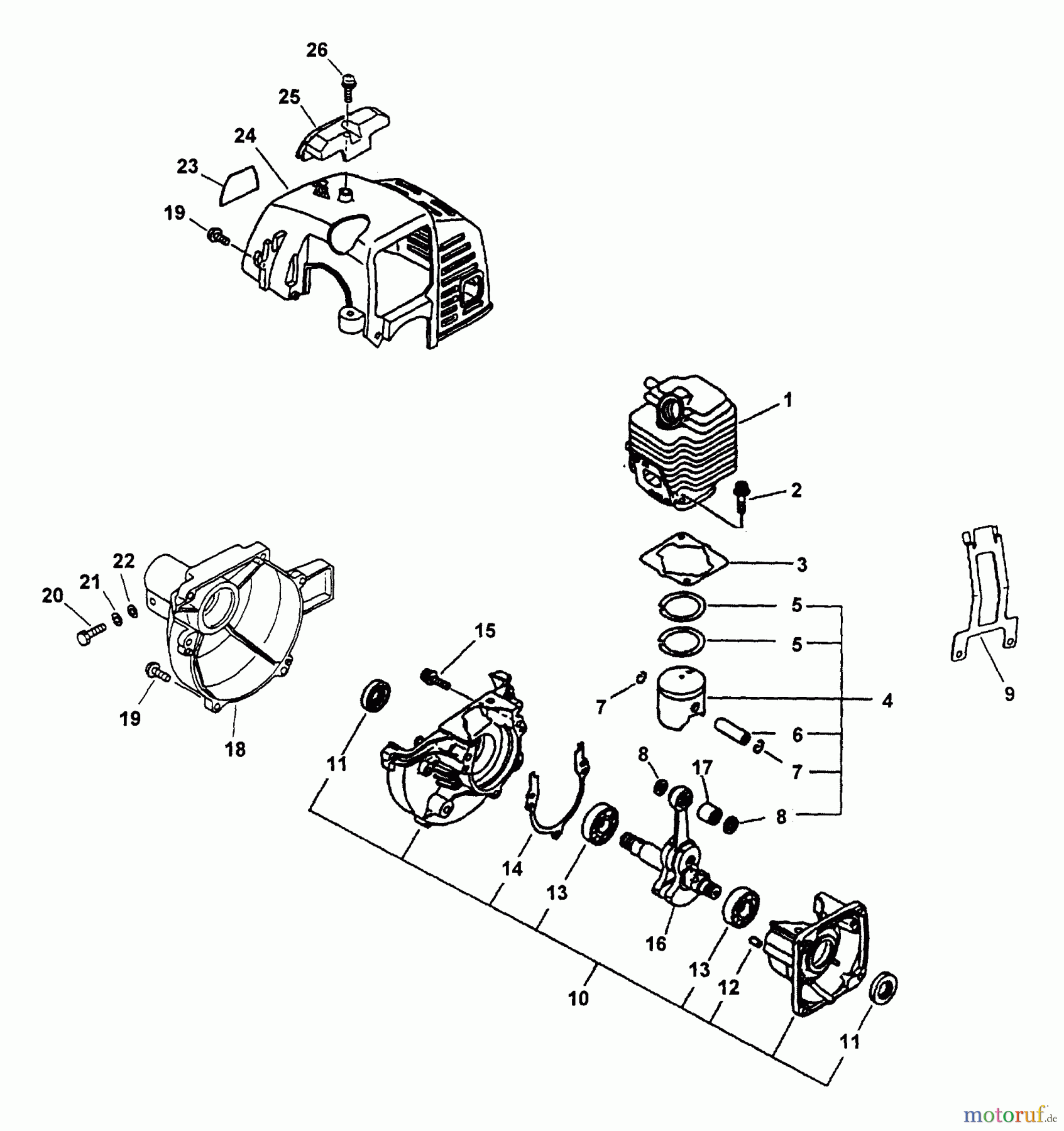 Echo Hochentaster PP-1400 - Echo Pole Saw / Pruner (Type 1) Crankcase, Engine, Engine Cover, Fan Case