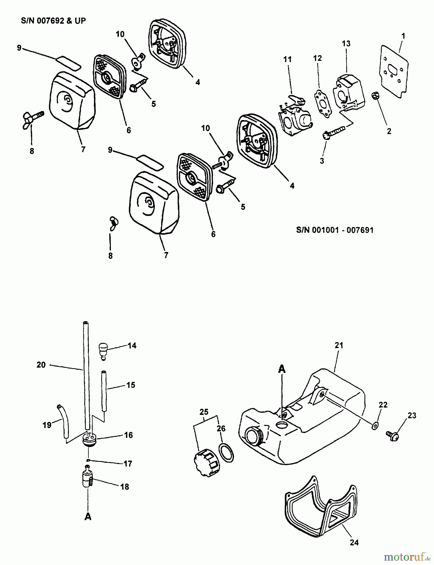 Echo Hochentaster PP-1400 - Echo Pole Saw / Pruner (Type 1) Intake, Air Filter, Fuel System