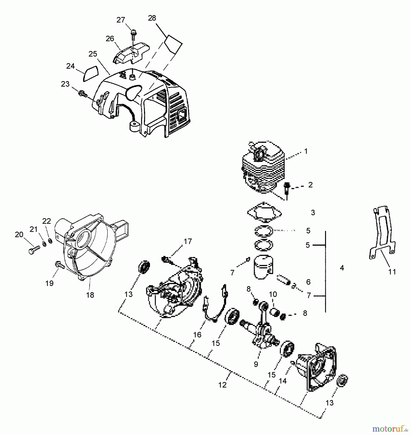 Echo Hochentaster PPF-2100 - Echo Pole Saw / Pruner, S/N: 509500 - 999999 (Type 1E) Crankcase, Engine, Engine Cover, Fan Case