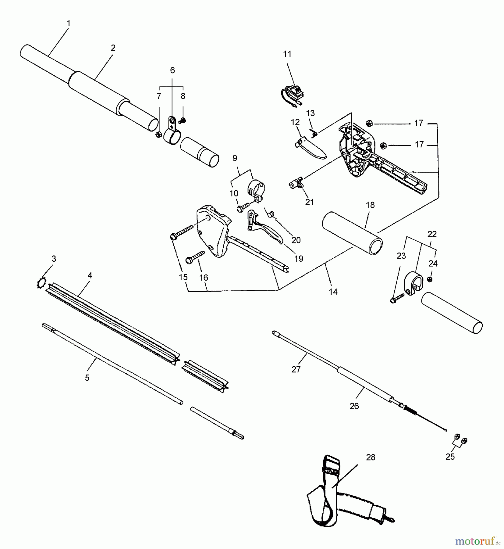 Echo Hochentaster PPF-2110 - Echo Pole Saw / Pruner, S/N: 501890 - 999999 (Type 1E) Driveshaft, Handle, Harness, Stop Switch, Throttle