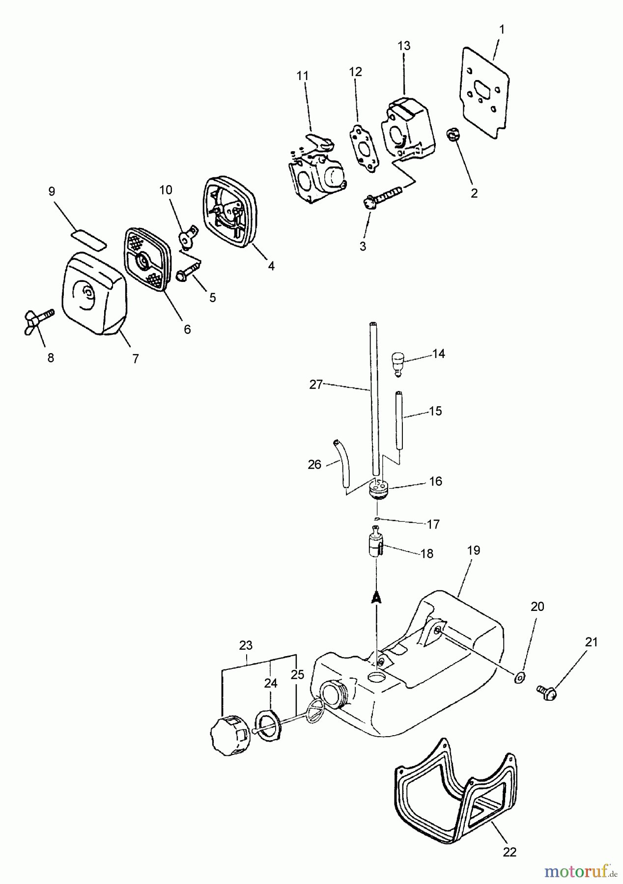 Echo Hochentaster PPF-2110 - Echo Pole Saw / Pruner, S/N: 501890 - 999999 (Type 1E) Intake, Air Filter, Fuel System