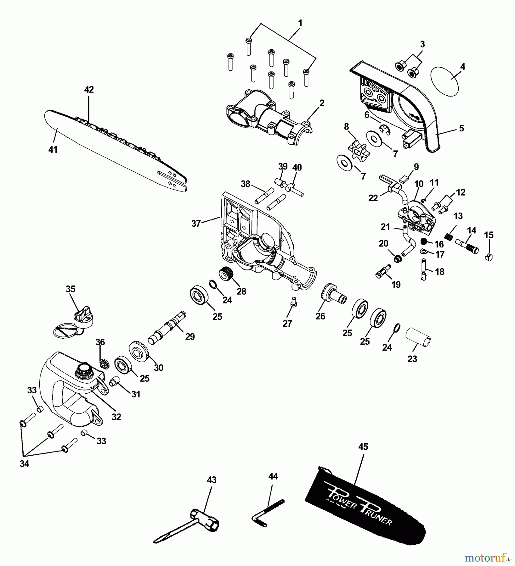 Echo Hochentaster PPSR-2433 - Echo Pole Saw / Pruner, S/N: 504000 - 999999 (Type 1E) Gearcase, Guide Bar, Chain, Auto Oiler, Tools