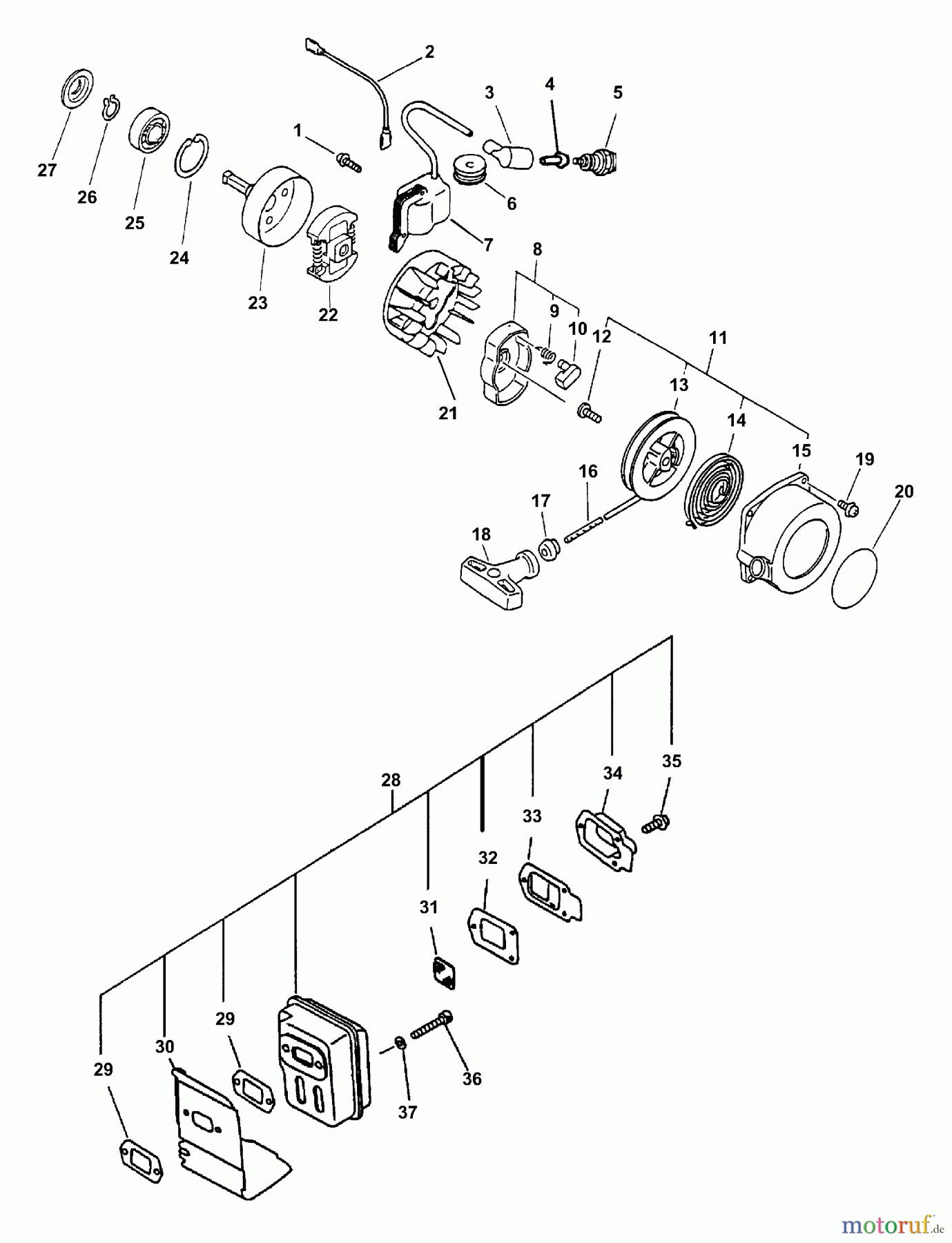 Echo Hochentaster PPSR-2433 - Echo Pole Saw / Pruner, S/N: 504000 - 999999 (Type 1E) Ignition, Starter, Clutch, Muffler