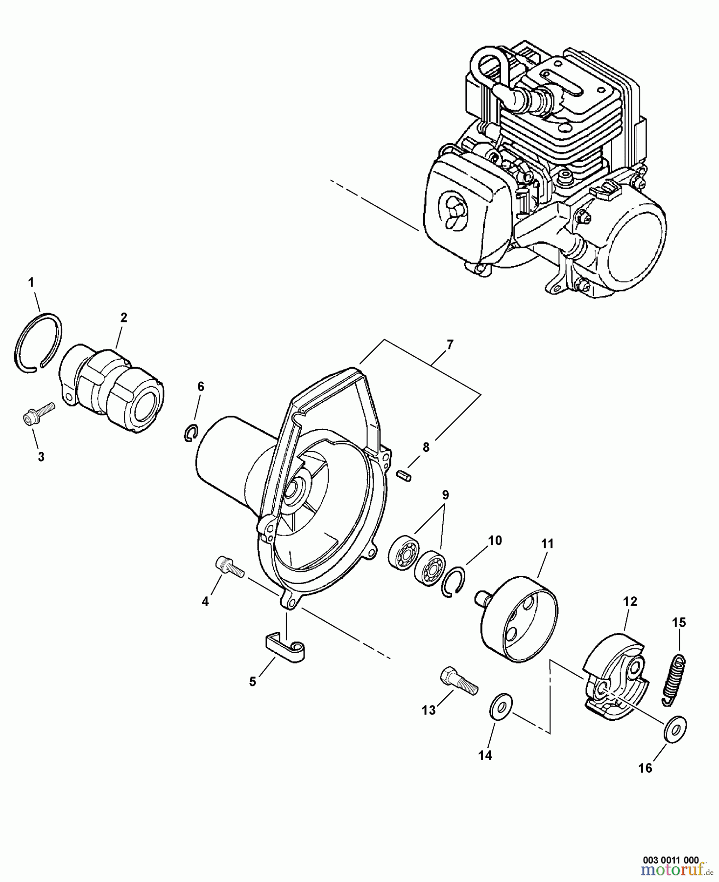 Echo Hochentaster PPT-230 - Echo Pole Saw / Pruner, S/N: E08312001001 - E08312999999 Fan Case, Clutch