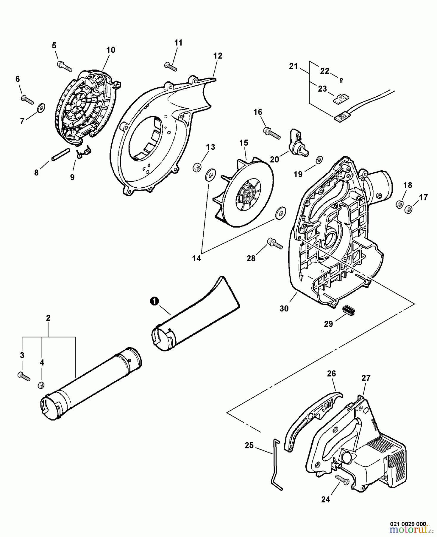  Echo Bläser / Sauger / Häcksler / Mulchgeräte	 PB-2400 - Echo Hand Held Blower, S/N: P32720001001 - P32720999999 Blower Pipes, Fan Cover