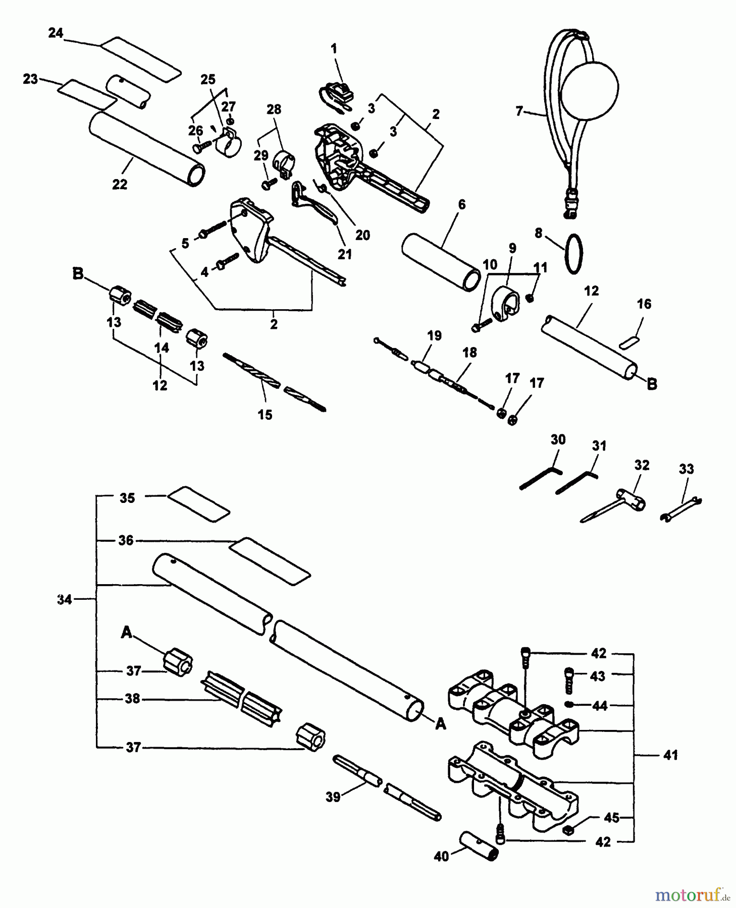 Echo Hochentaster SRS-2400 - Echo Pole Saw / Pruner (Type 1E) Driveshaft, Handles, Throttle, Stop Switch, Extension