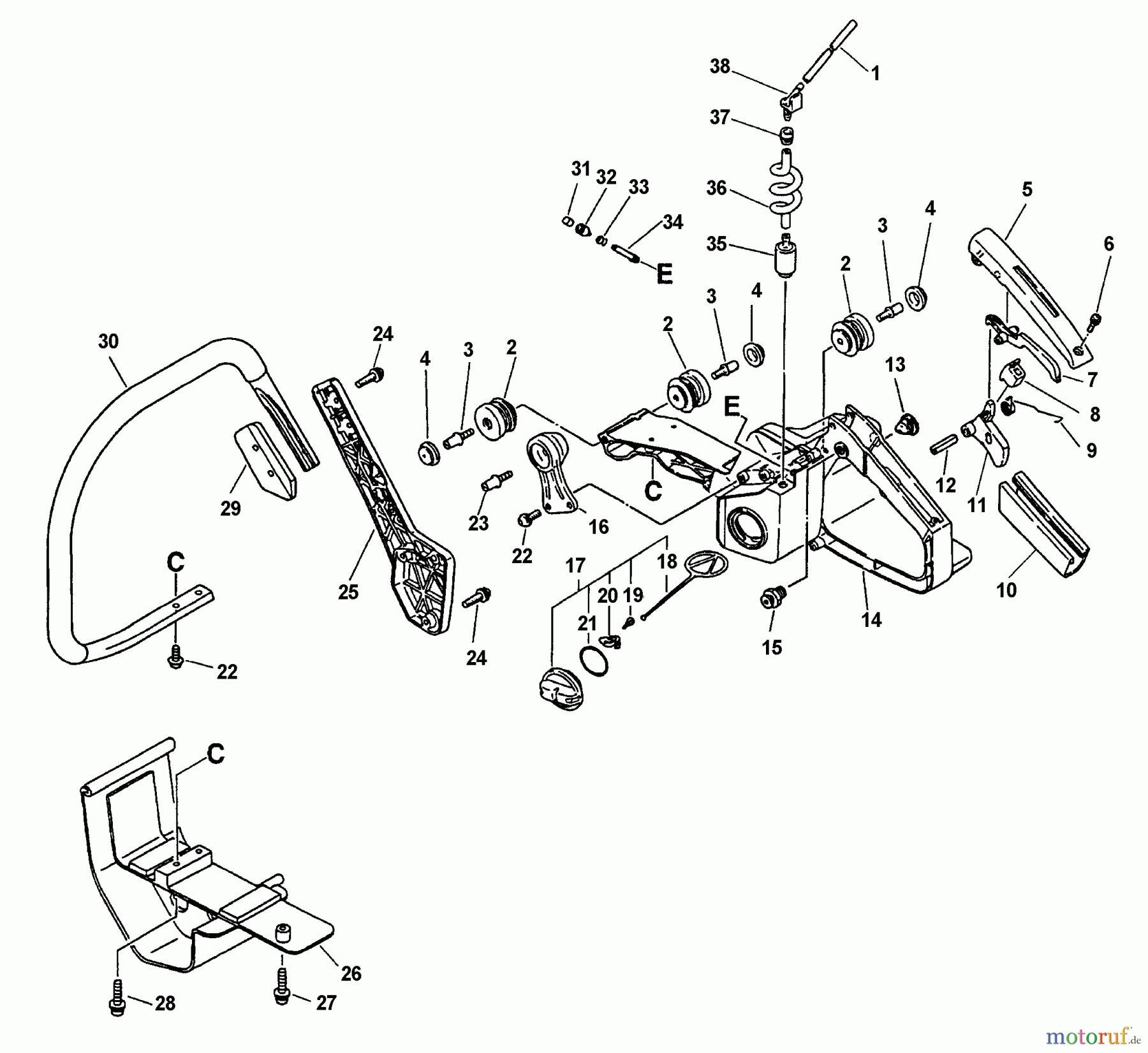 Echo Rettungssäge QV-6700 Handles, Throttle Control, Fuel System