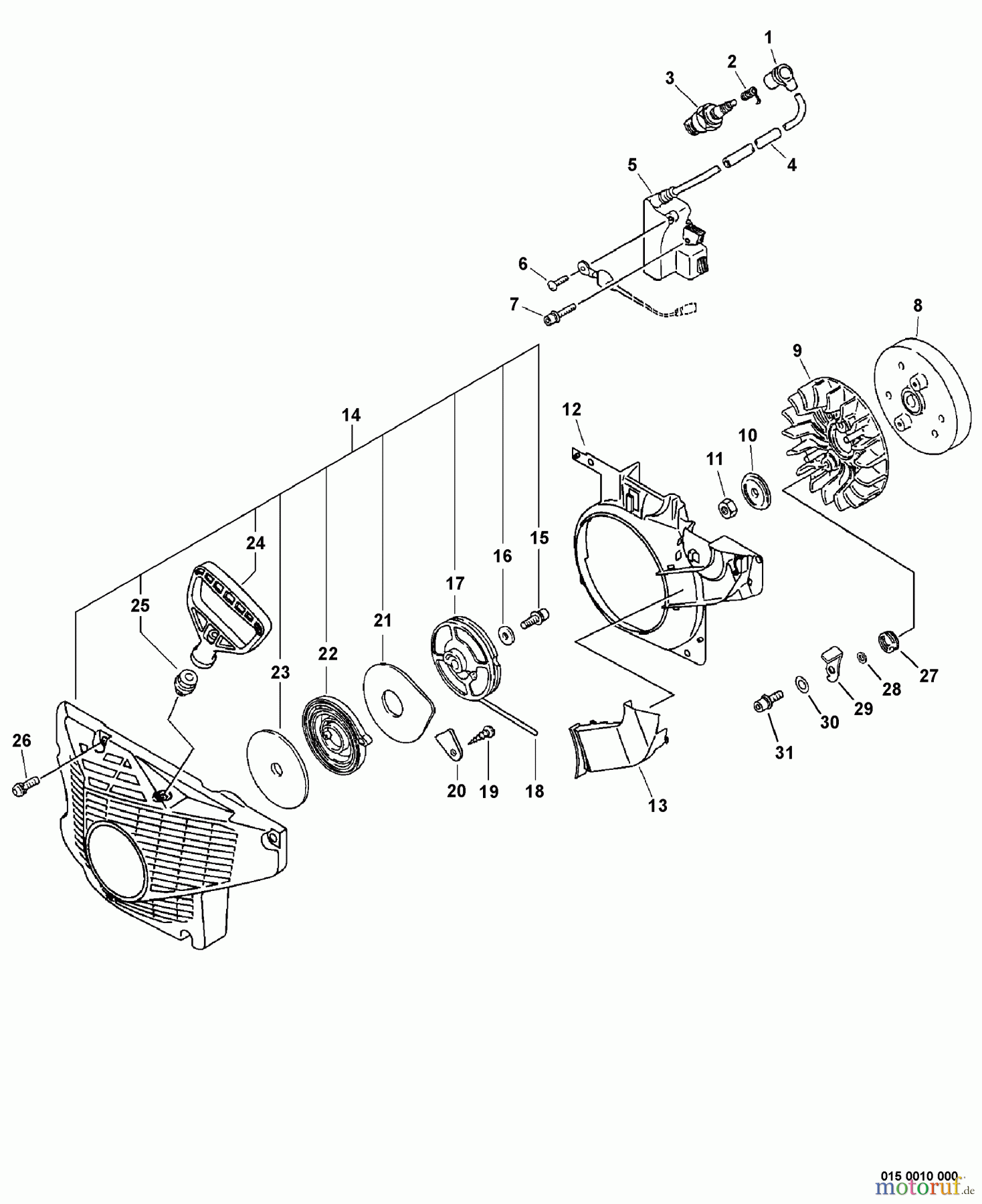 Echo Rettungssäge QV-680 - Echo Quick Vent Chain Saw, S/N: C03403001001 - C03403999999 Starter, Ignition, Flywheel