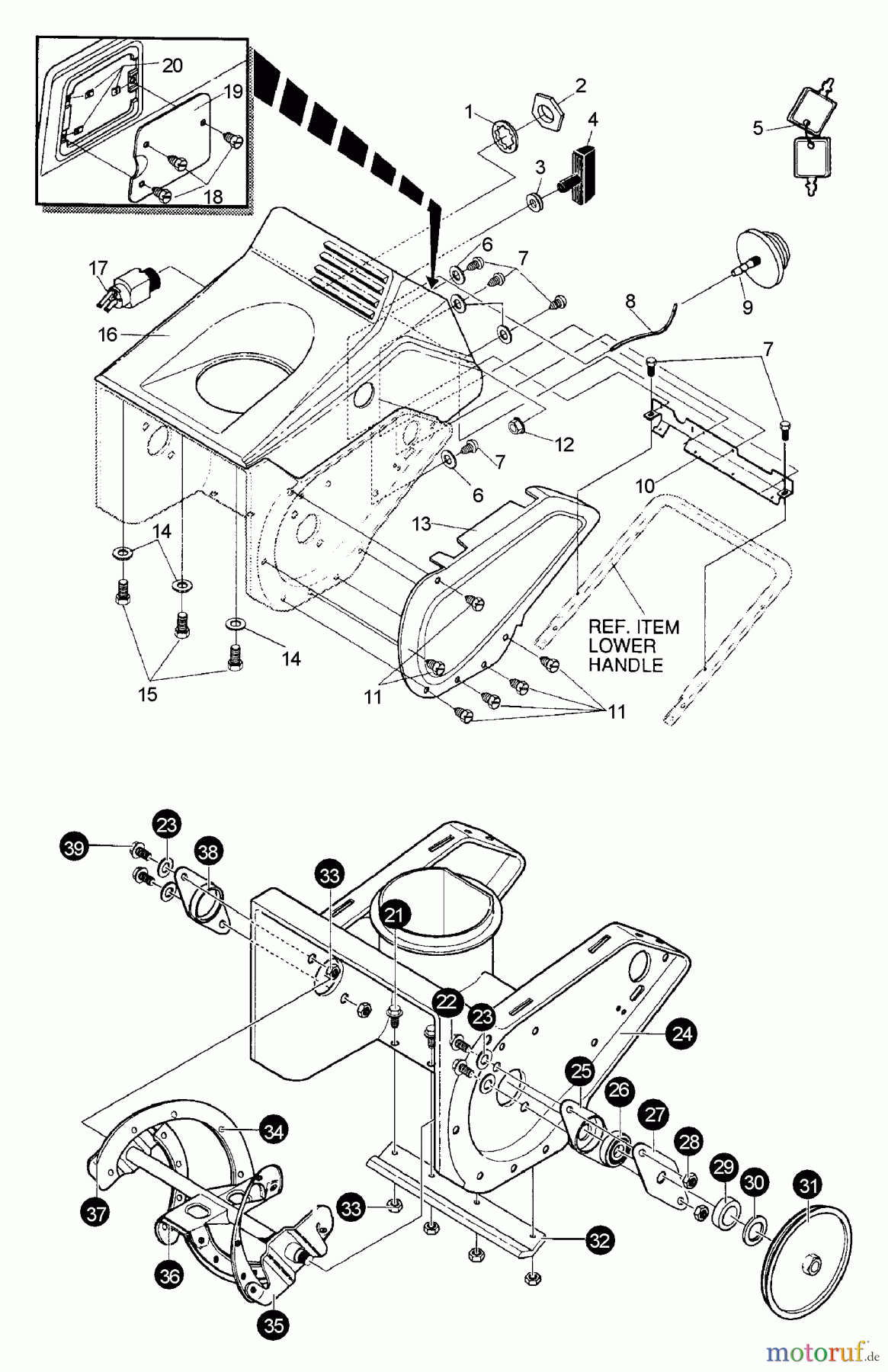 Echo Schneefräsen ST-5000E - Echo Snow Thrower, 1998 Model (Type 1E) Belt Cover, Auger Housing