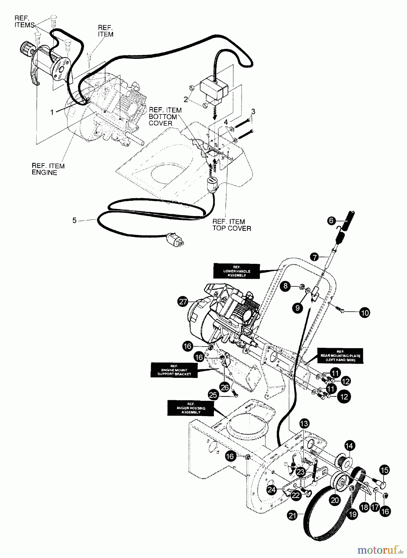 Echo Schneefräsen ST-5000E - Echo Snow Thrower, 1998 Model (Type 1E) Electrical, Drive Belt, Idler Pulley