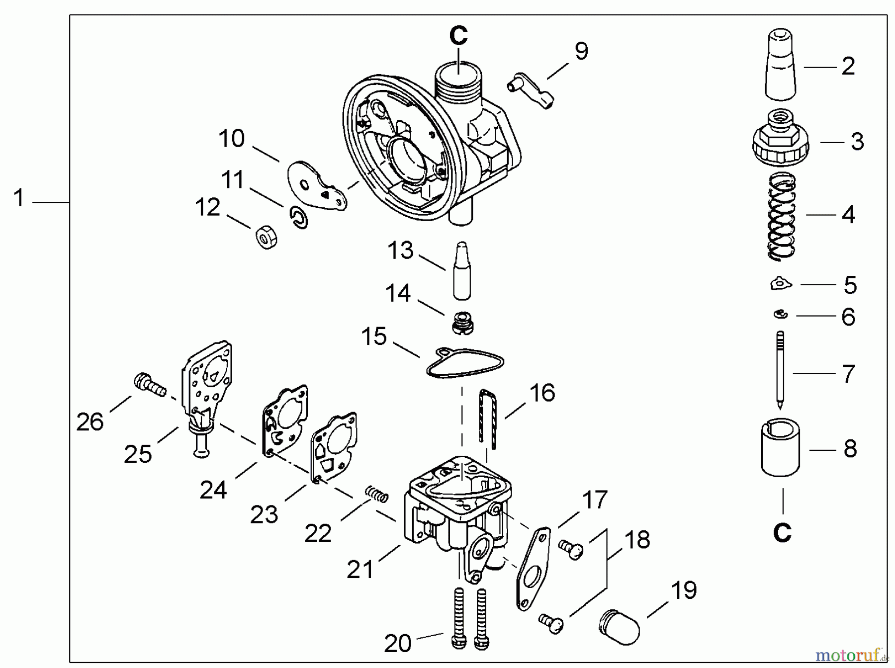 Echo Pflanzenschutzspritzen DM-4610 - Echo Duster/Mister, S/N: 35001001 - 35999999 Carburetor