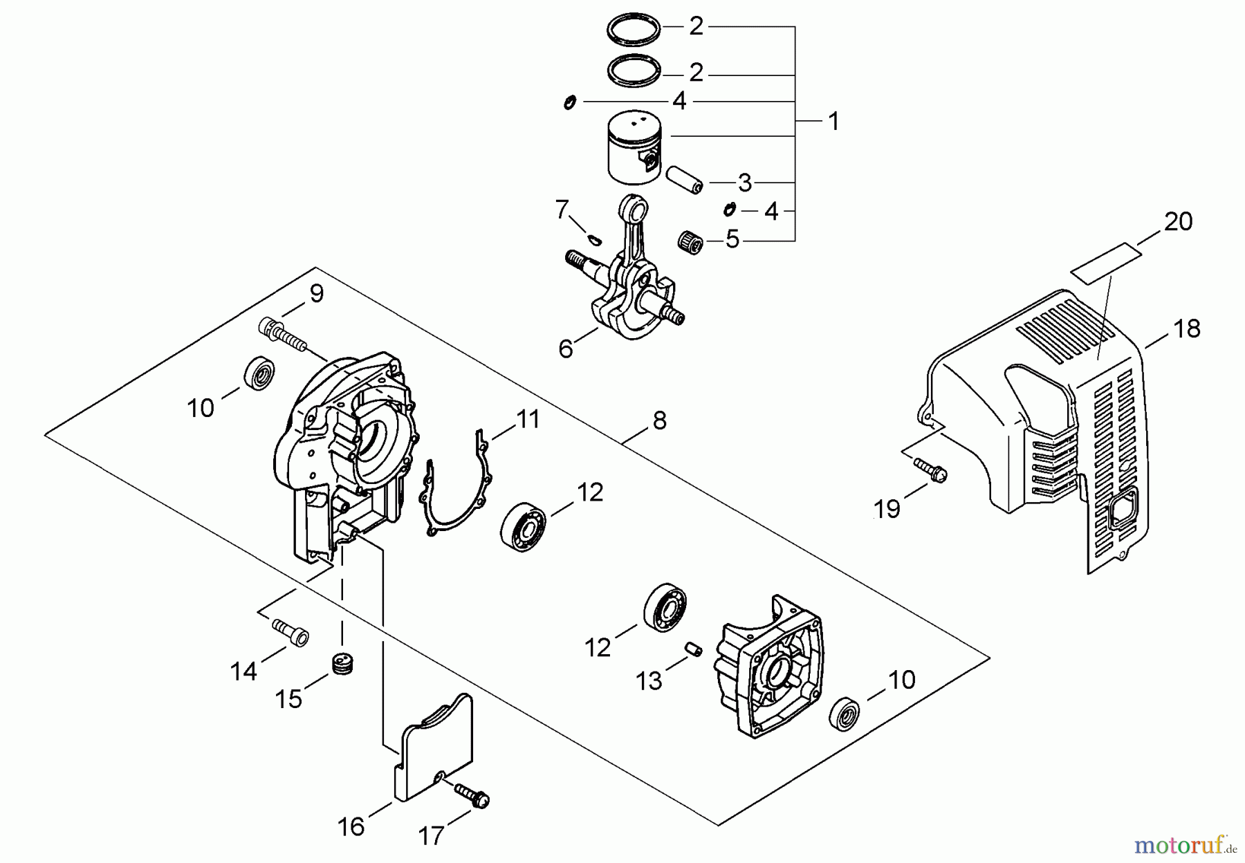  Echo Pflanzenschutzspritzen DM-6610 - Echo Duster/Mister, S/N: 23001001 - 23999999 Piston, Crankcase, Engine Cover